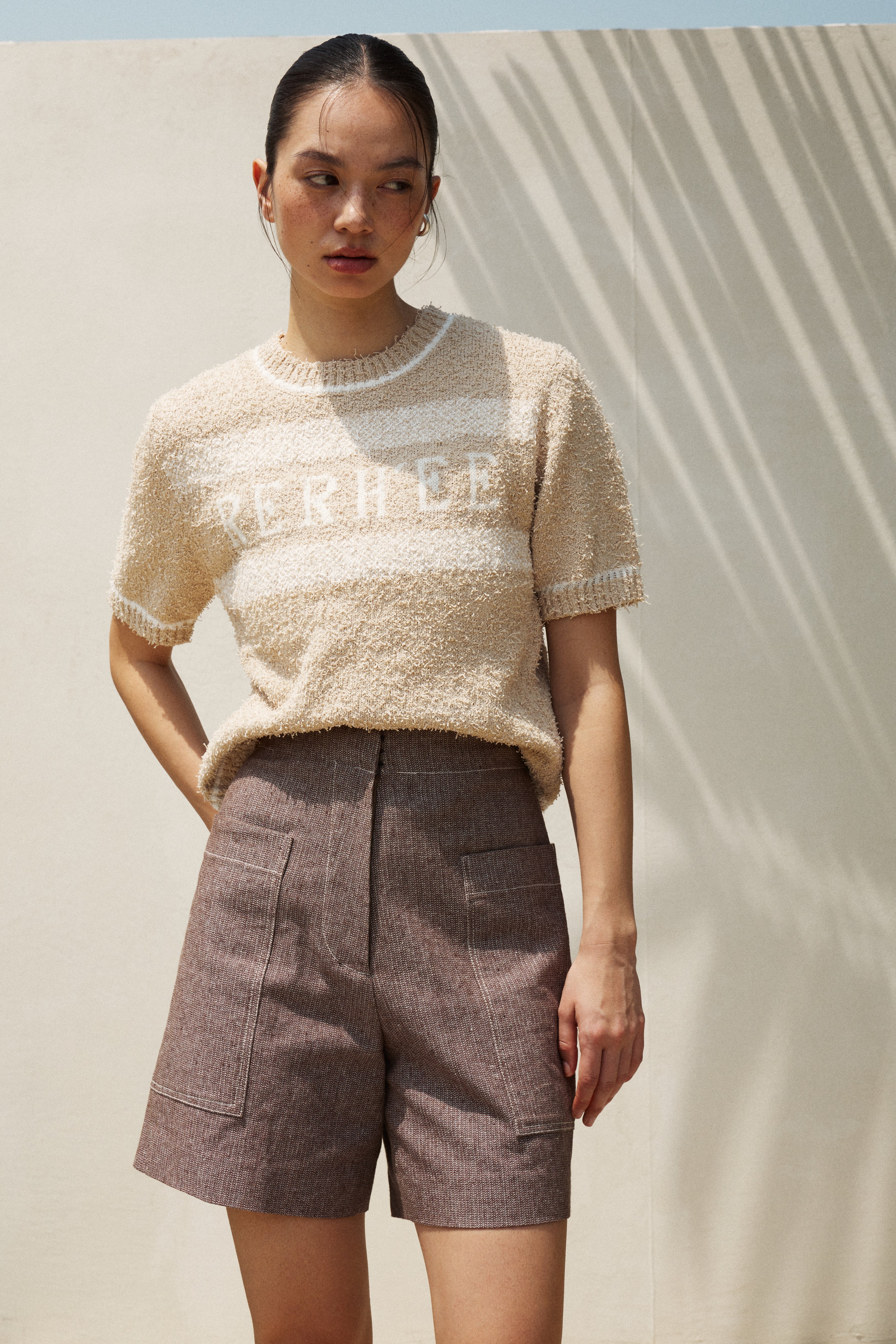 Linen Blend Oversized Pocket Shorts