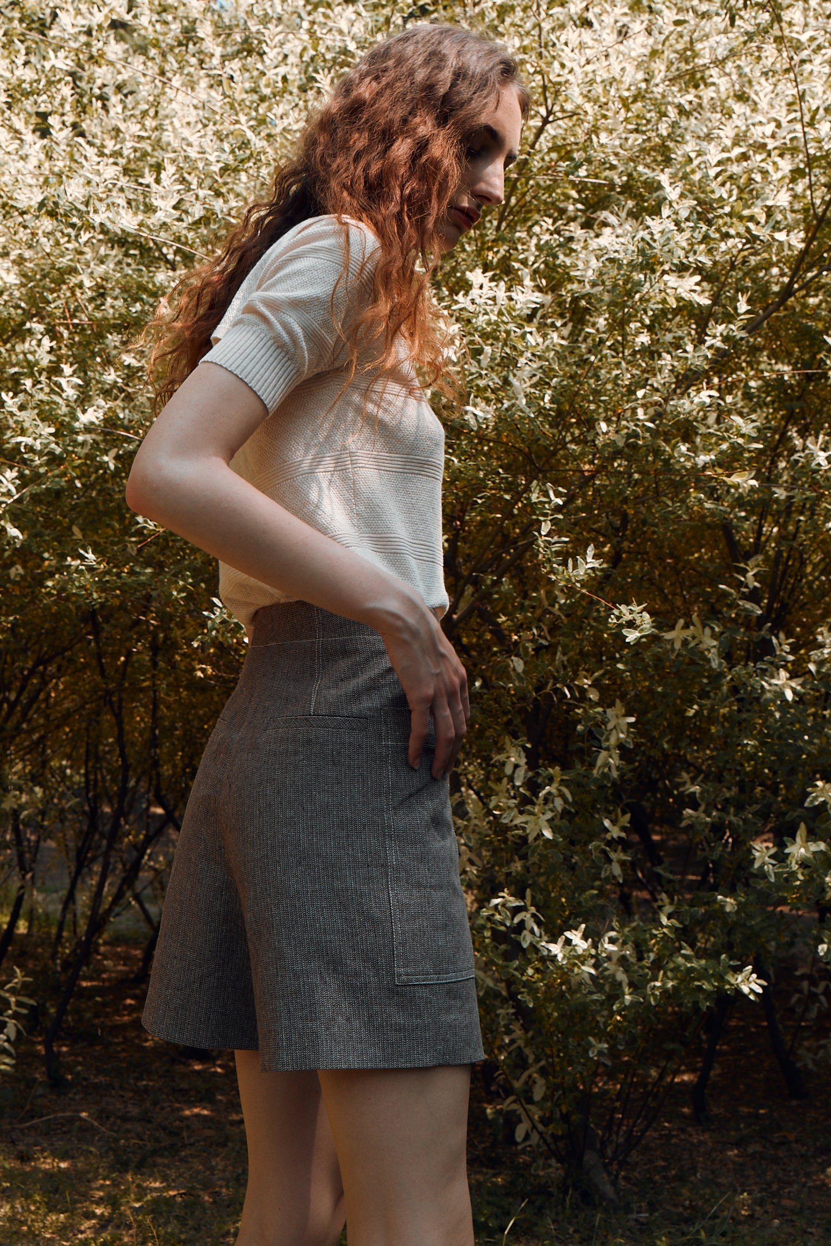 Linen Blend Oversized Pocket Shorts