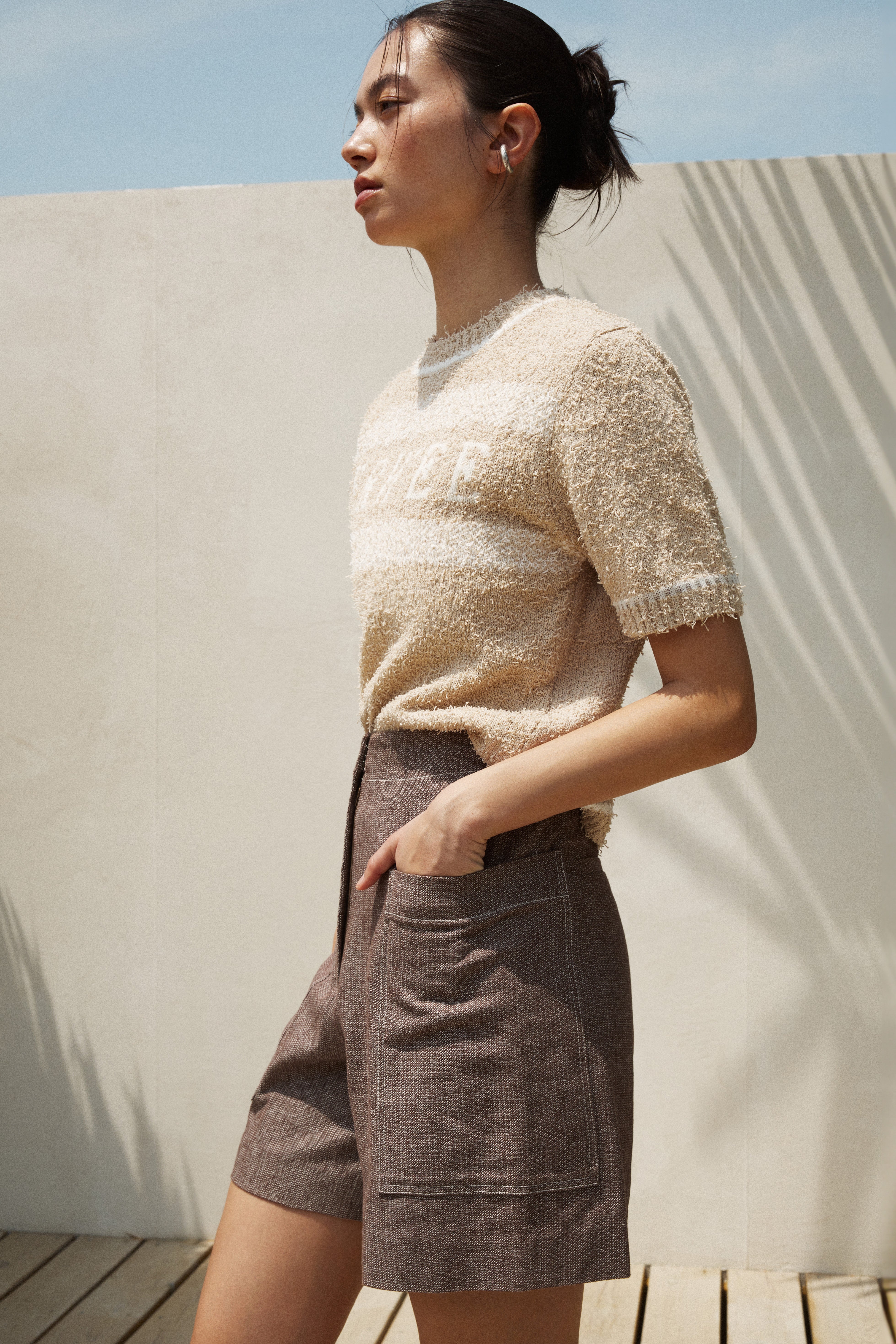 Linen Blend Oversized Pocket Shorts