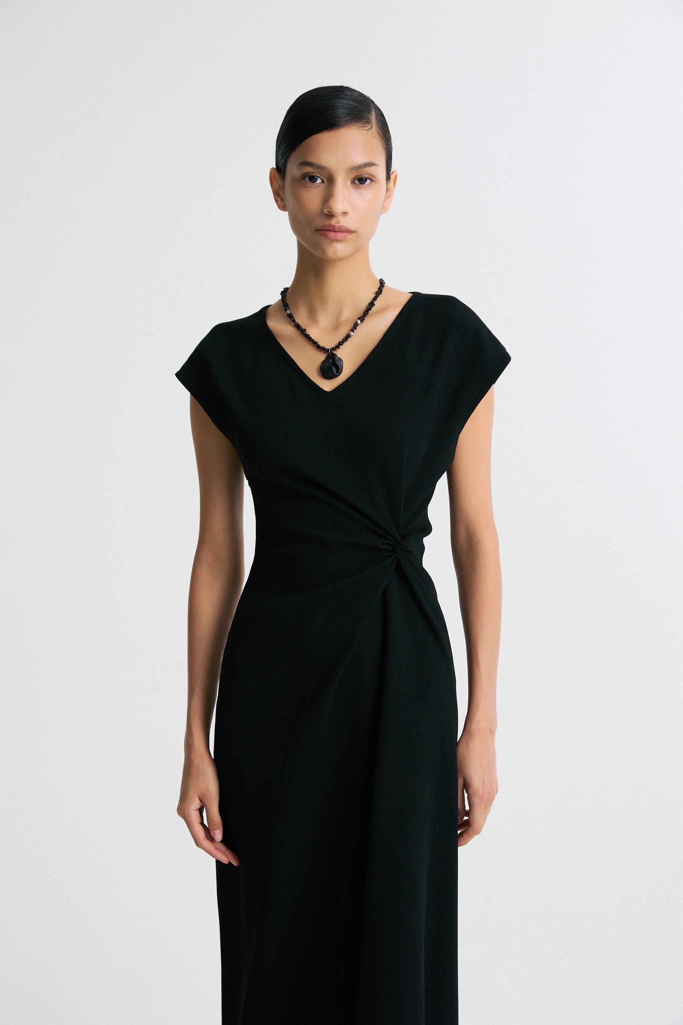 Twisted Waist Asymmetric Hem Dress