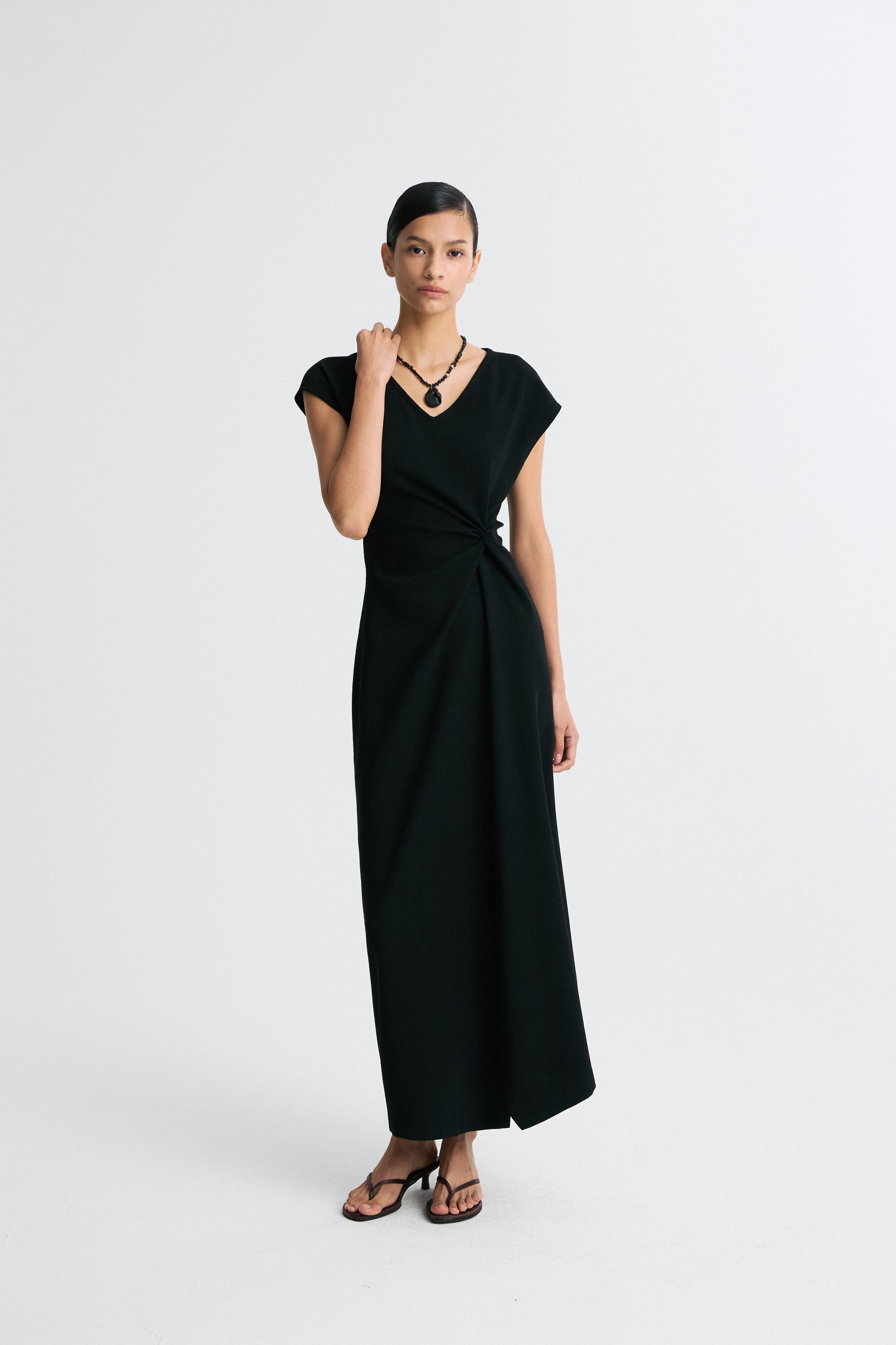 Twisted Waist Asymmetric Hem Dress
