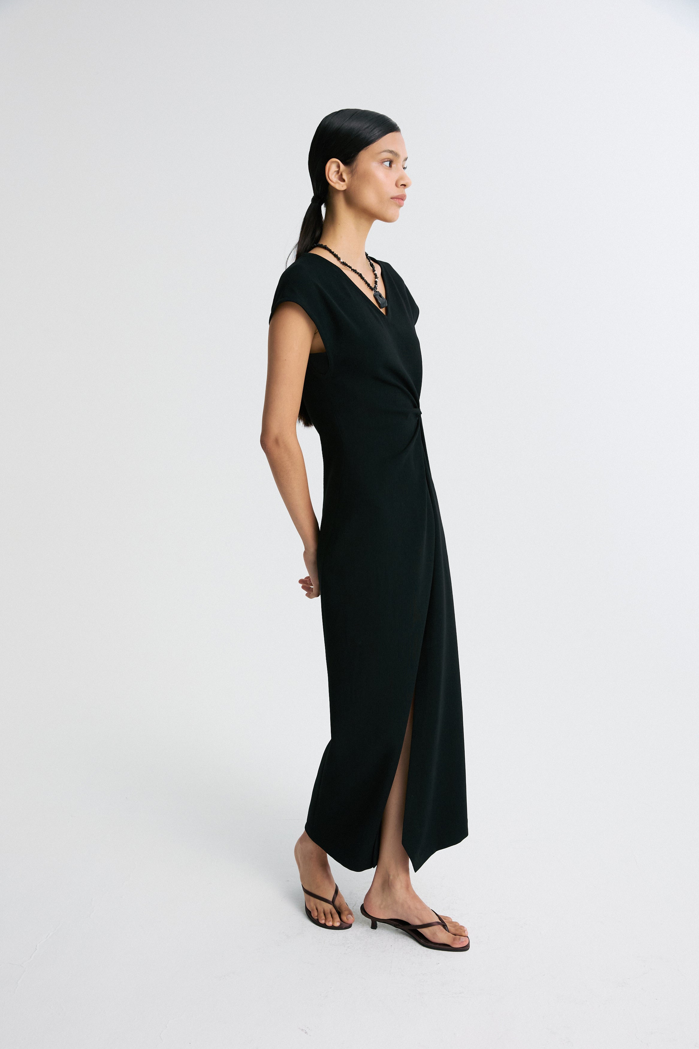 Twisted Waist Asymmetric Hem Dress