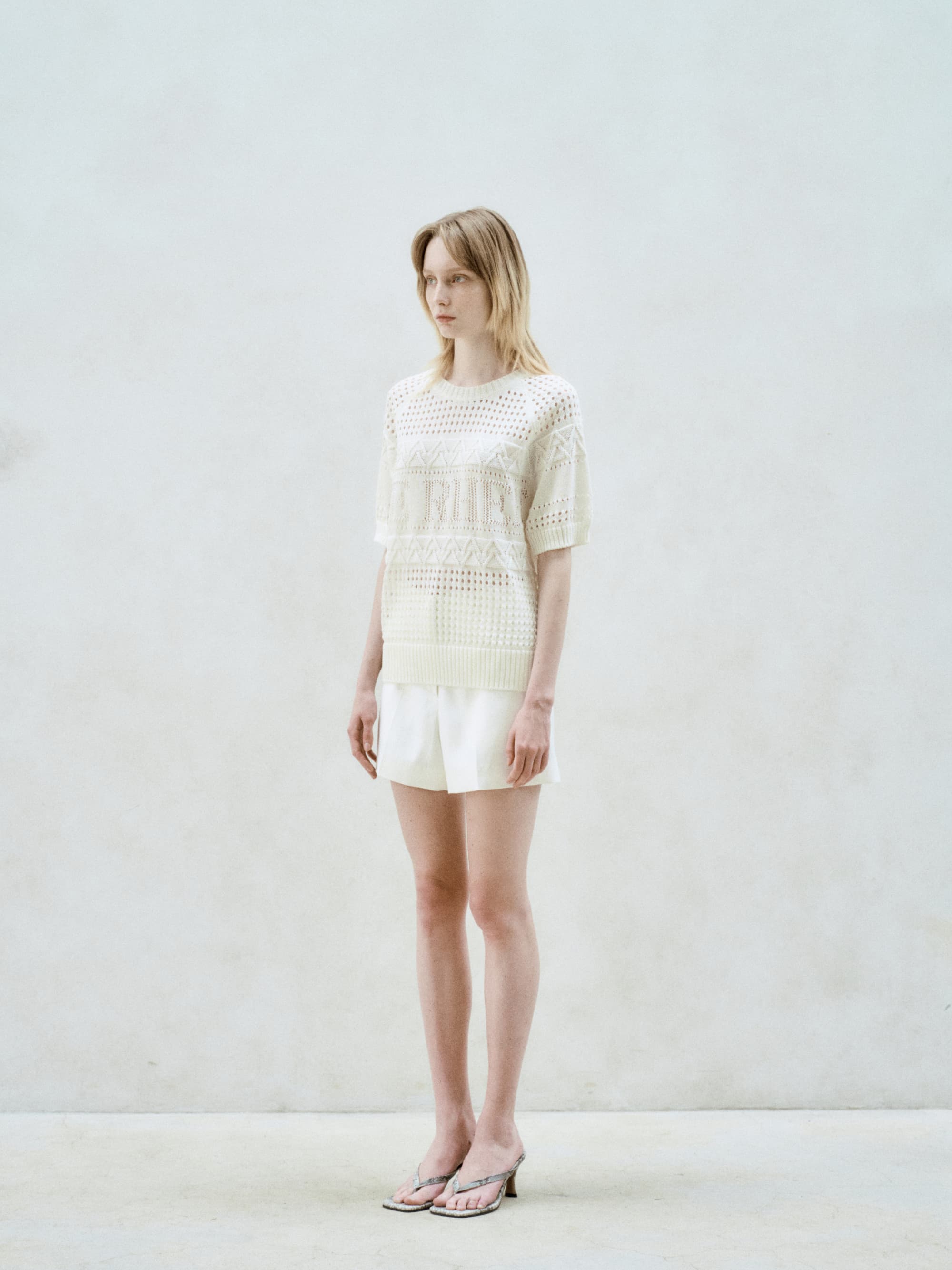 Linen Blend Scasi Knit Top Ivory