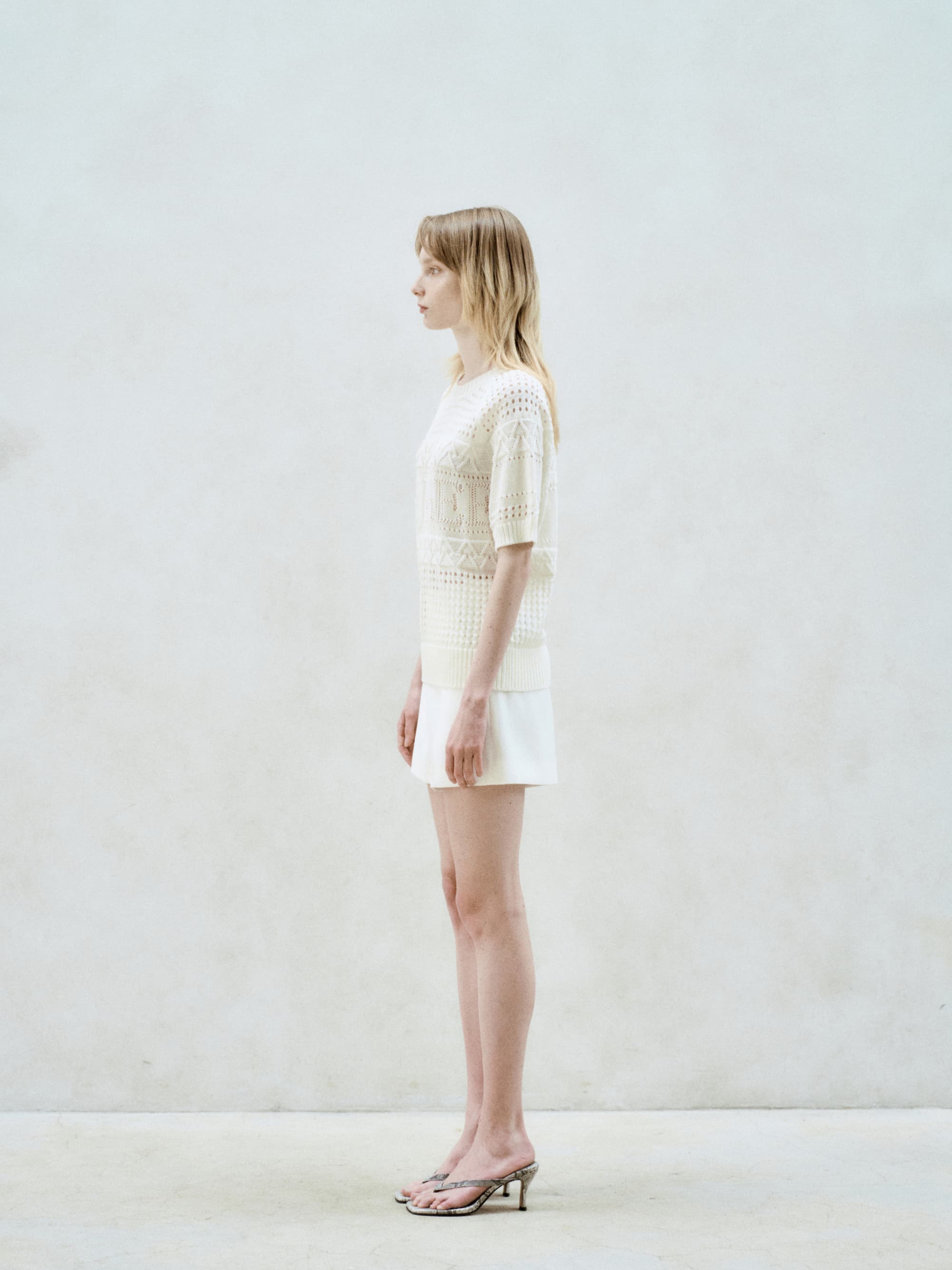 Linen Blend Scasi Knit Top Ivory