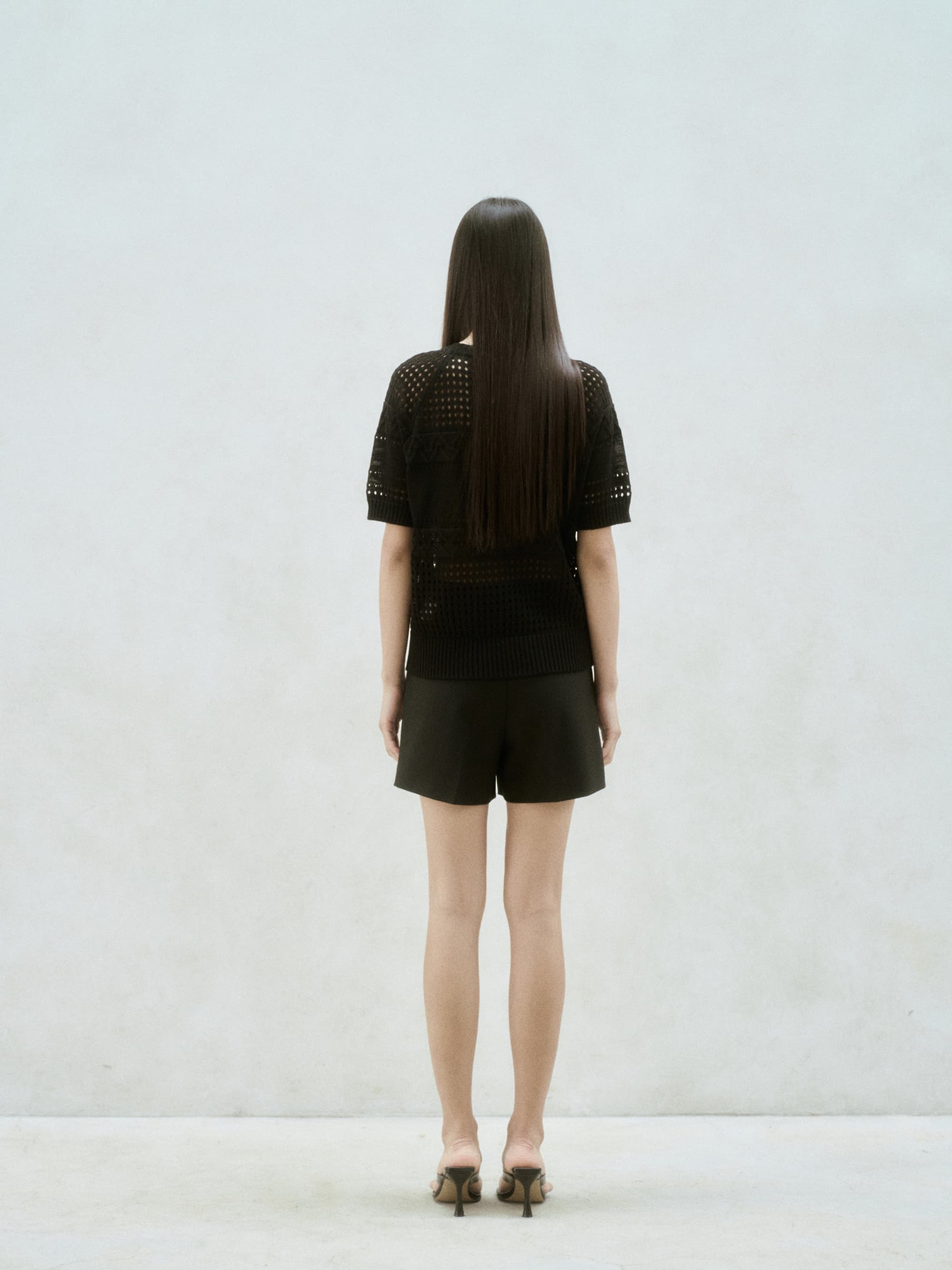 Linen Blend Scasi Knit Top Black