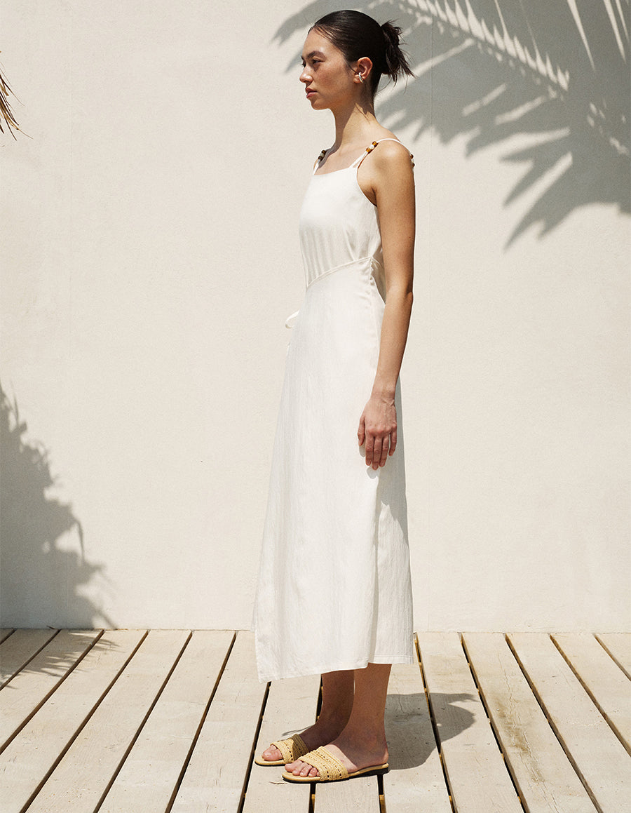 Beaded Detail Wrap Midi Dress