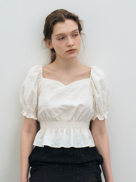 Puff Sleeve Smock Crop Flower Blouse
