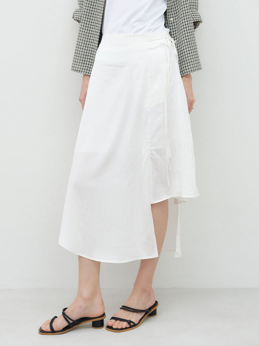 Unbalance Banding Flared Long Skirt