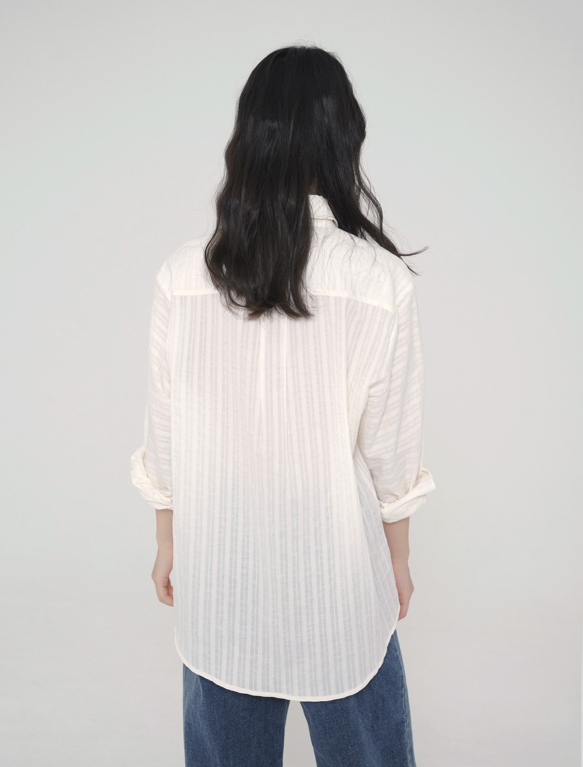 Patch-Pocket Twist Sleeve Cotton Shirt