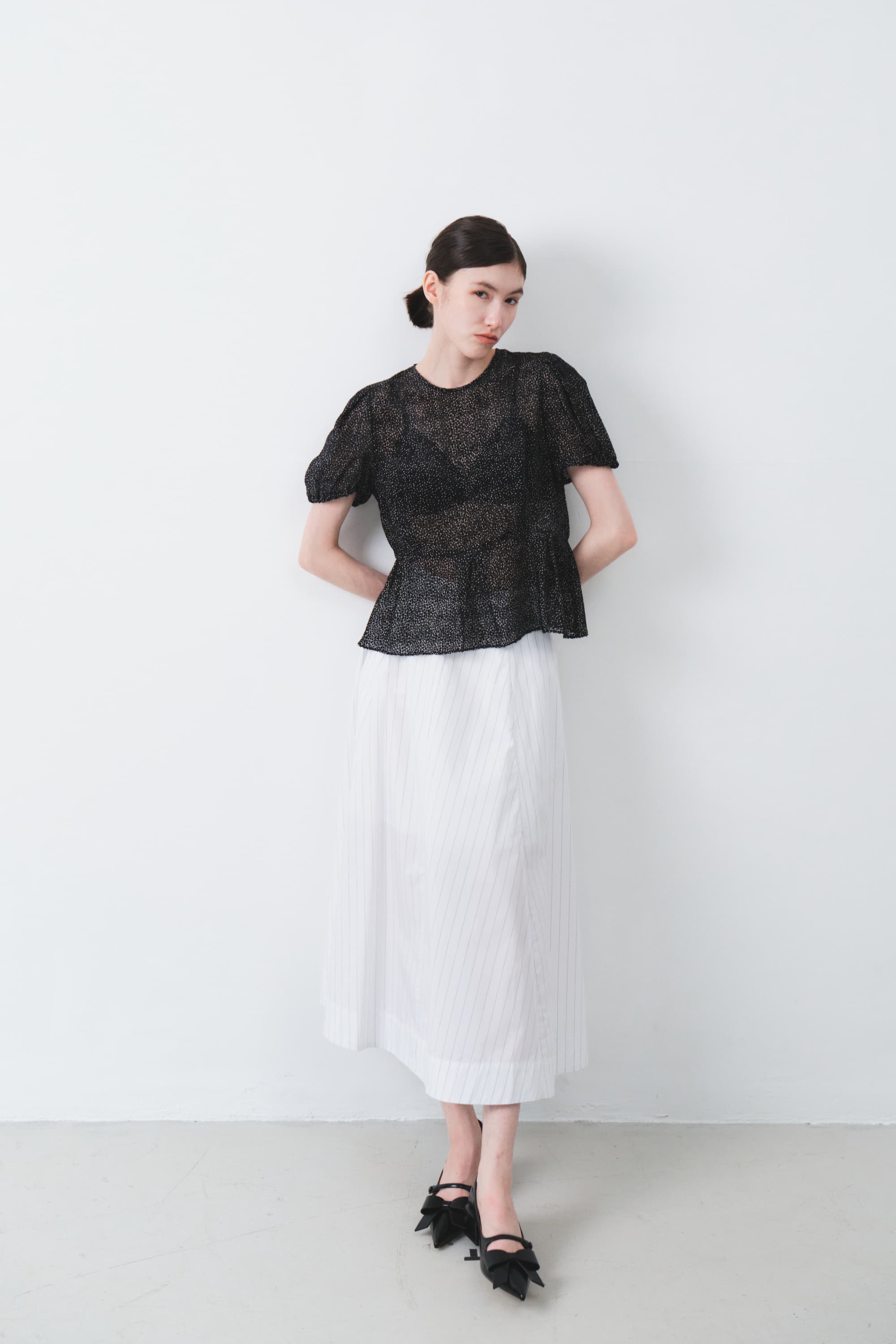 Dot Sheer Puff Blouse