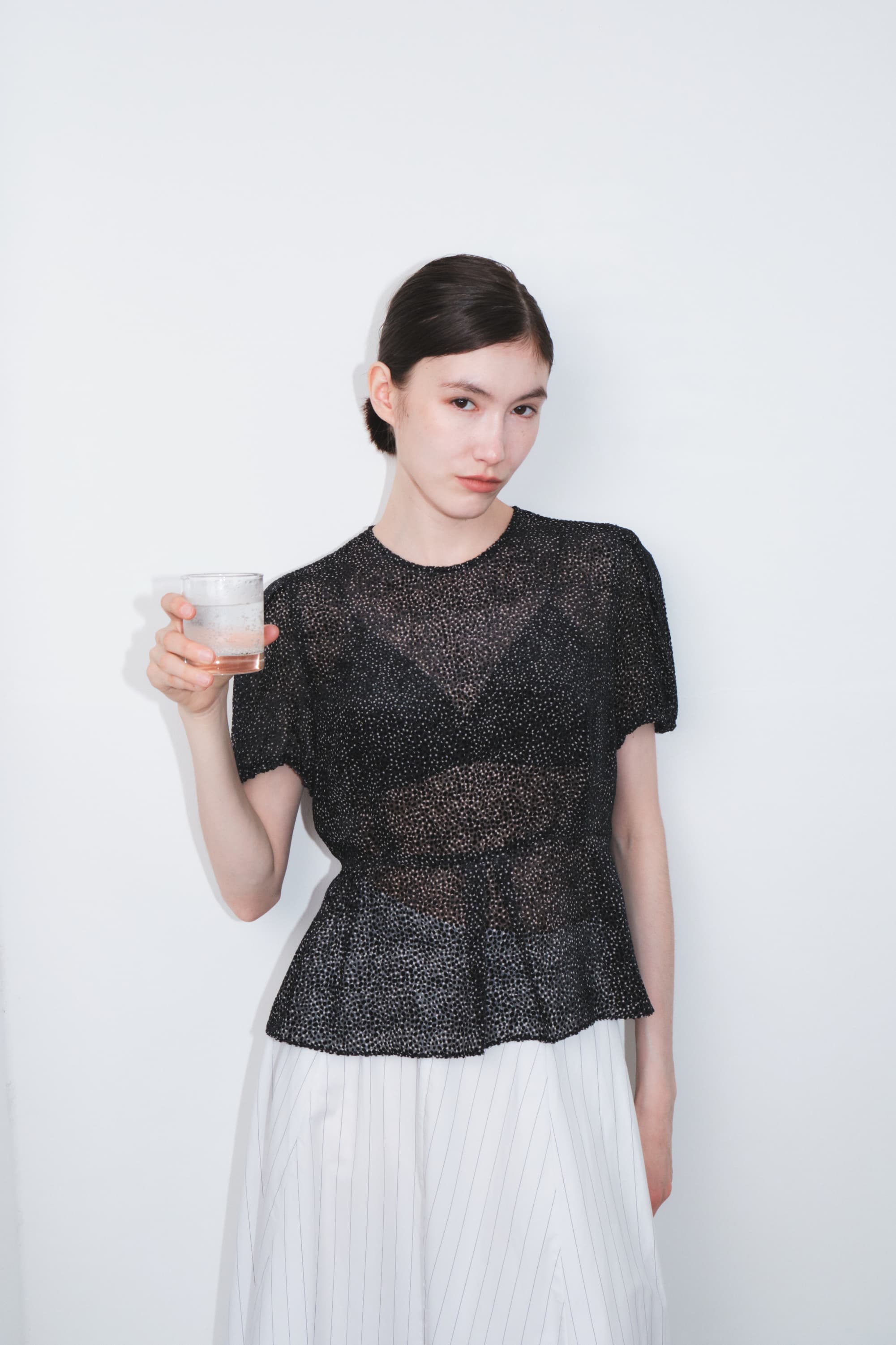 Dot Sheer Puff Blouse