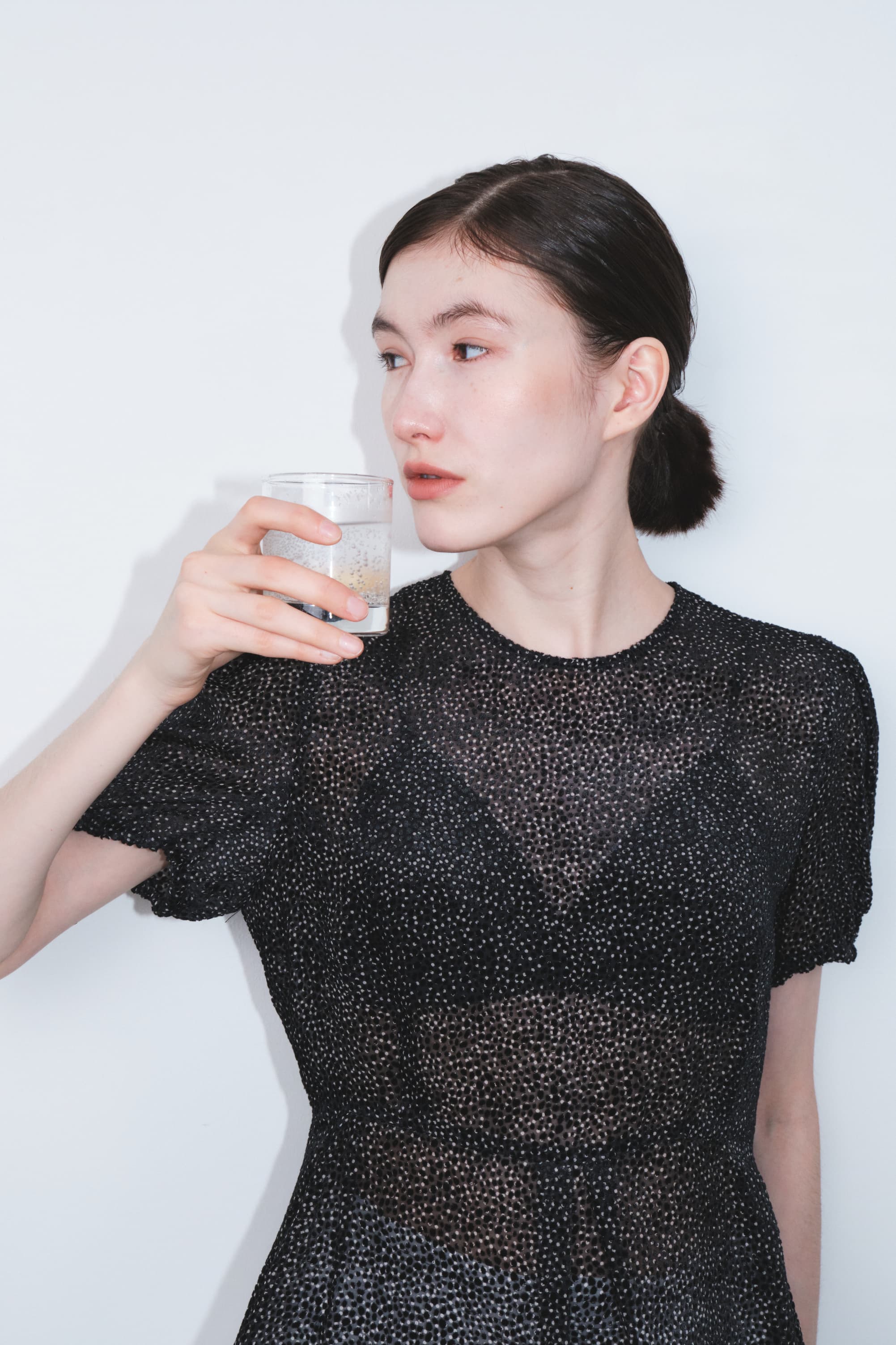 Dot Sheer Puff Blouse