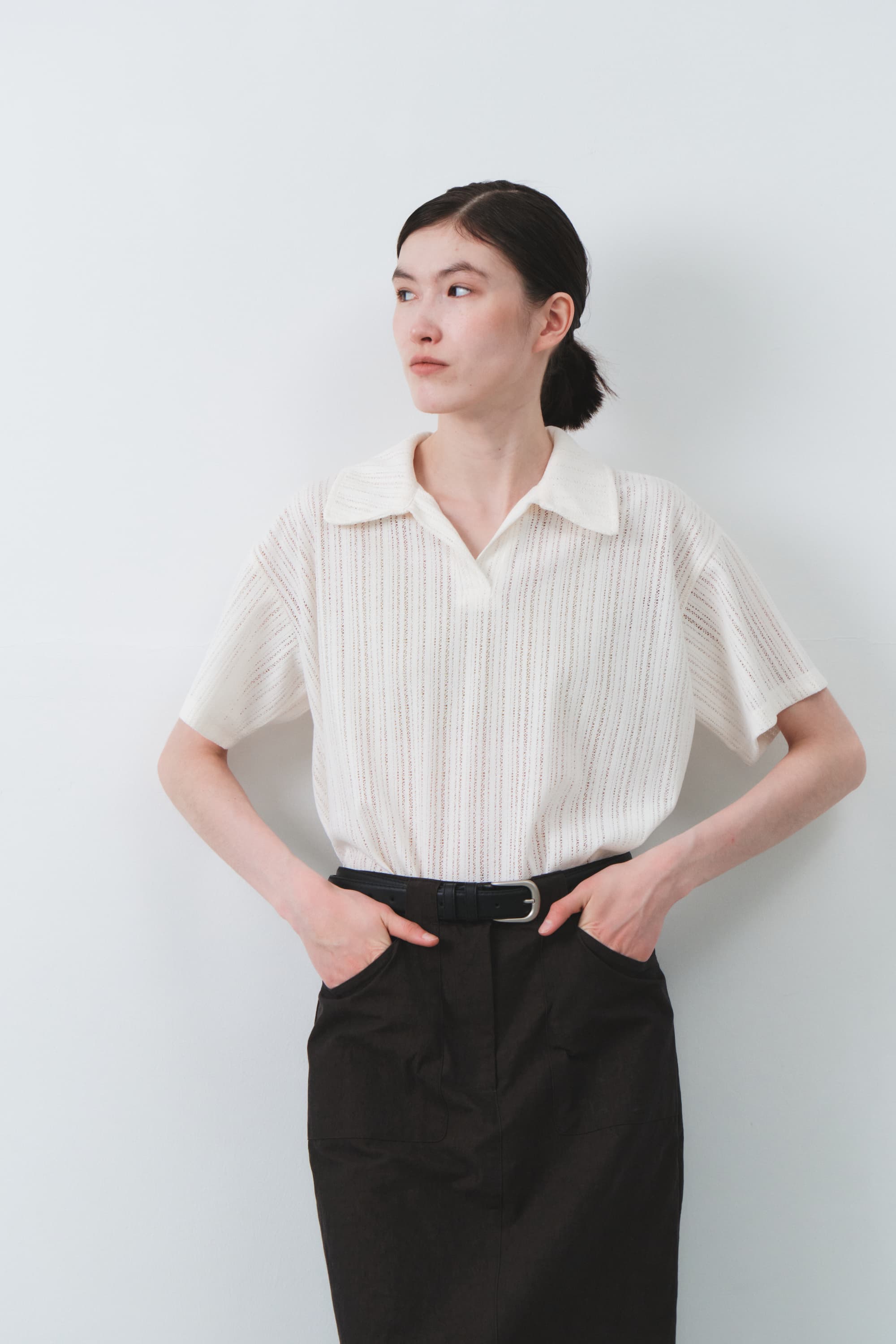 Soft Collar Crochet Knit Top