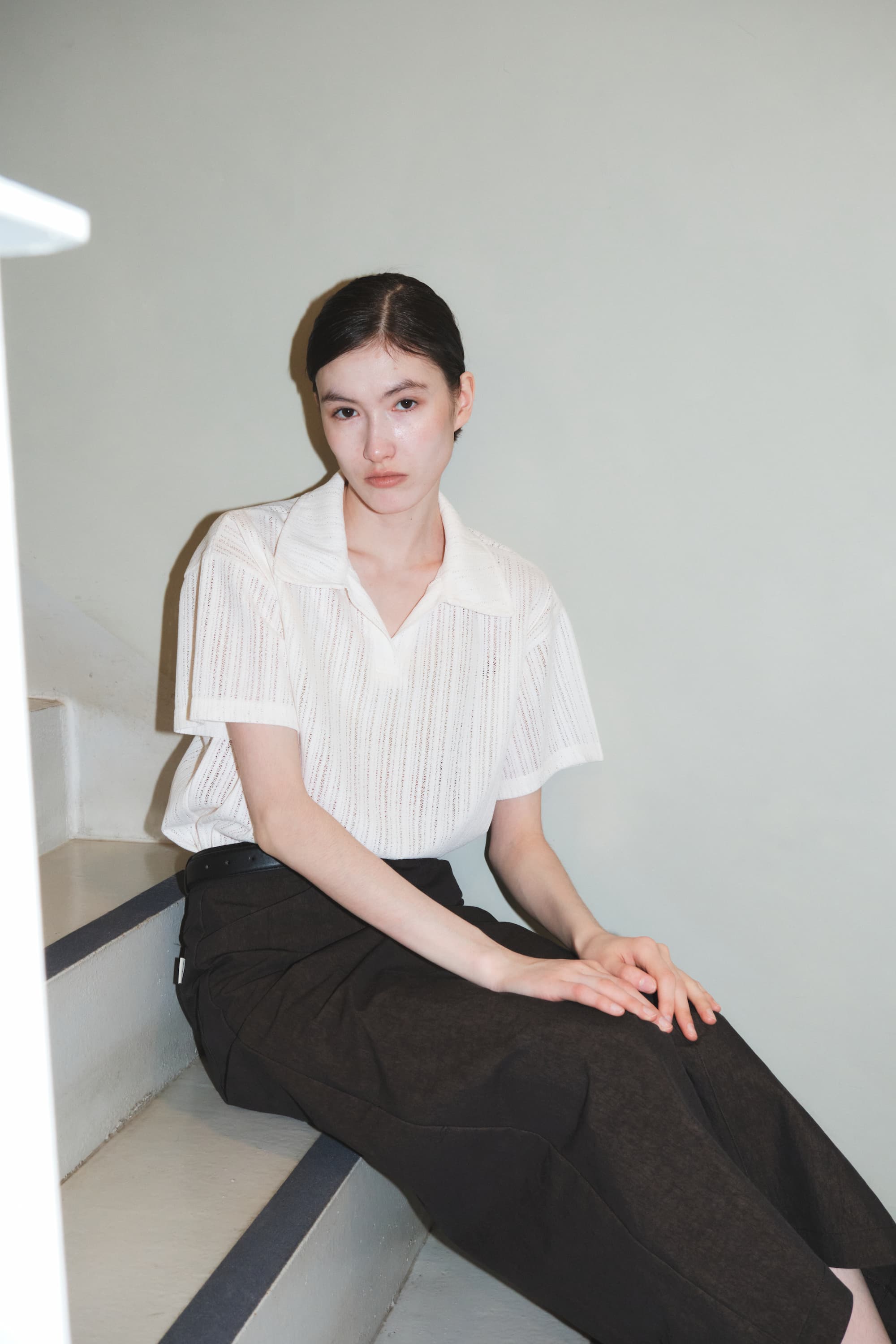 Soft Collar Crochet Knit Top