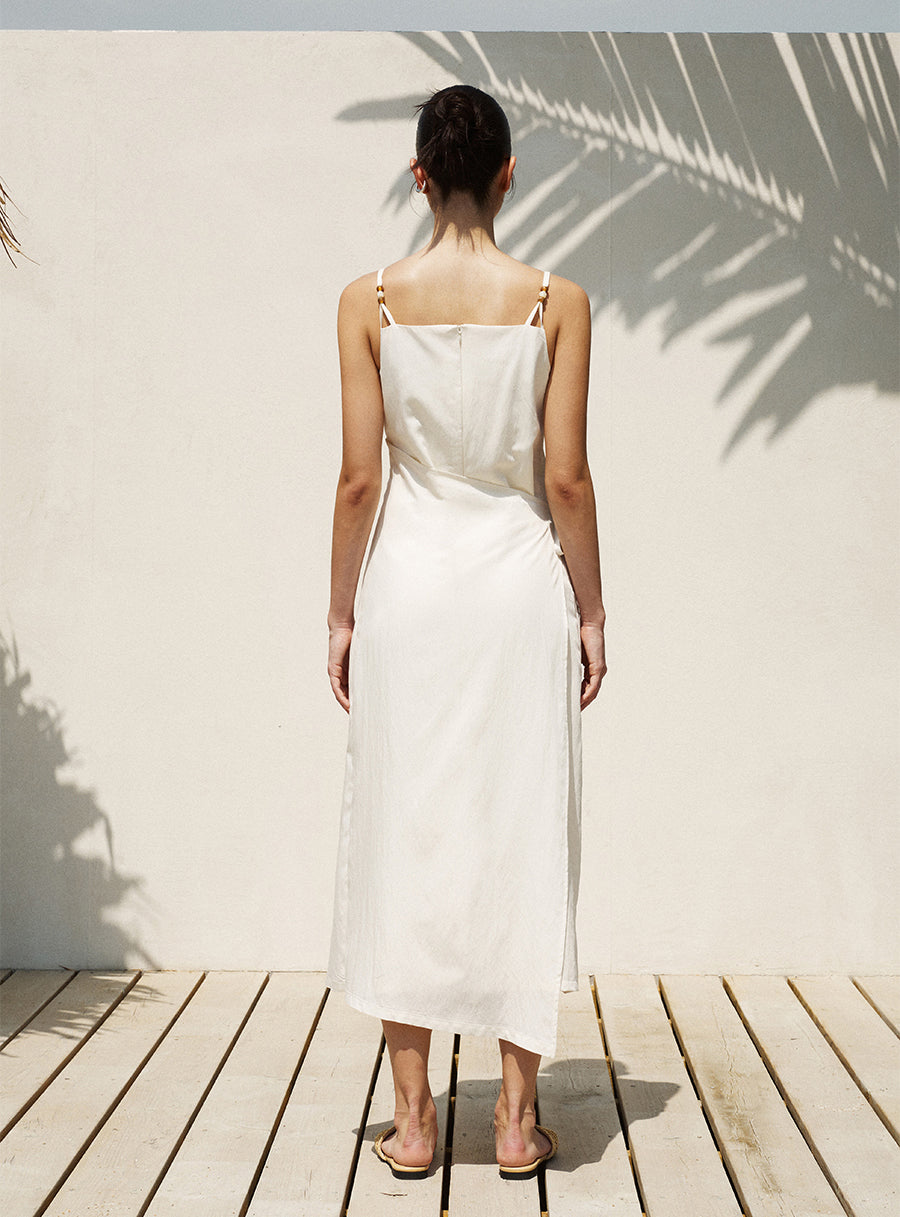 Beaded Detail Wrap Midi Dress