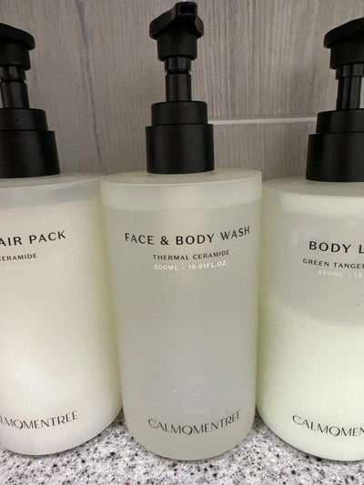 Thermal Ceramide Face & Body Wash in use