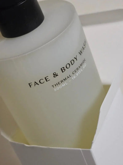 Thermal Ceramide Face & Body Wash in use