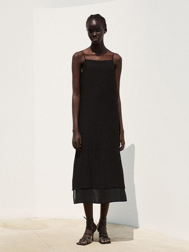 Square Neck Layered Midi Dress