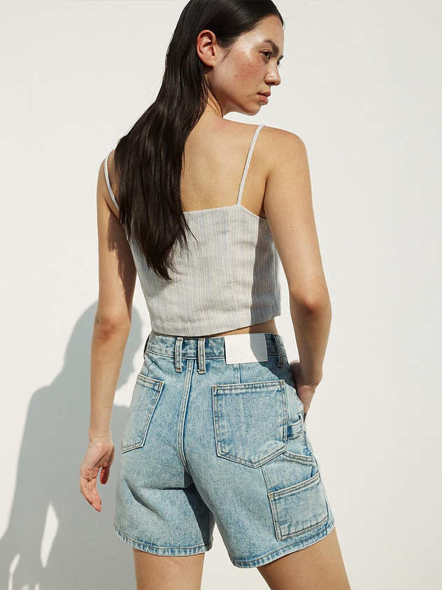 Carpenter Denim Shorts Washed Blue