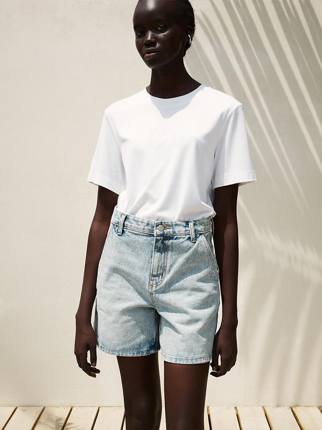 Carpenter Denim Shorts Washed Blue