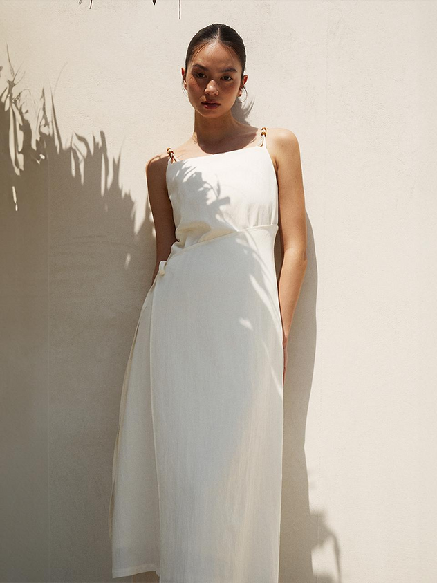 Beaded Detail Wrap Midi Dress