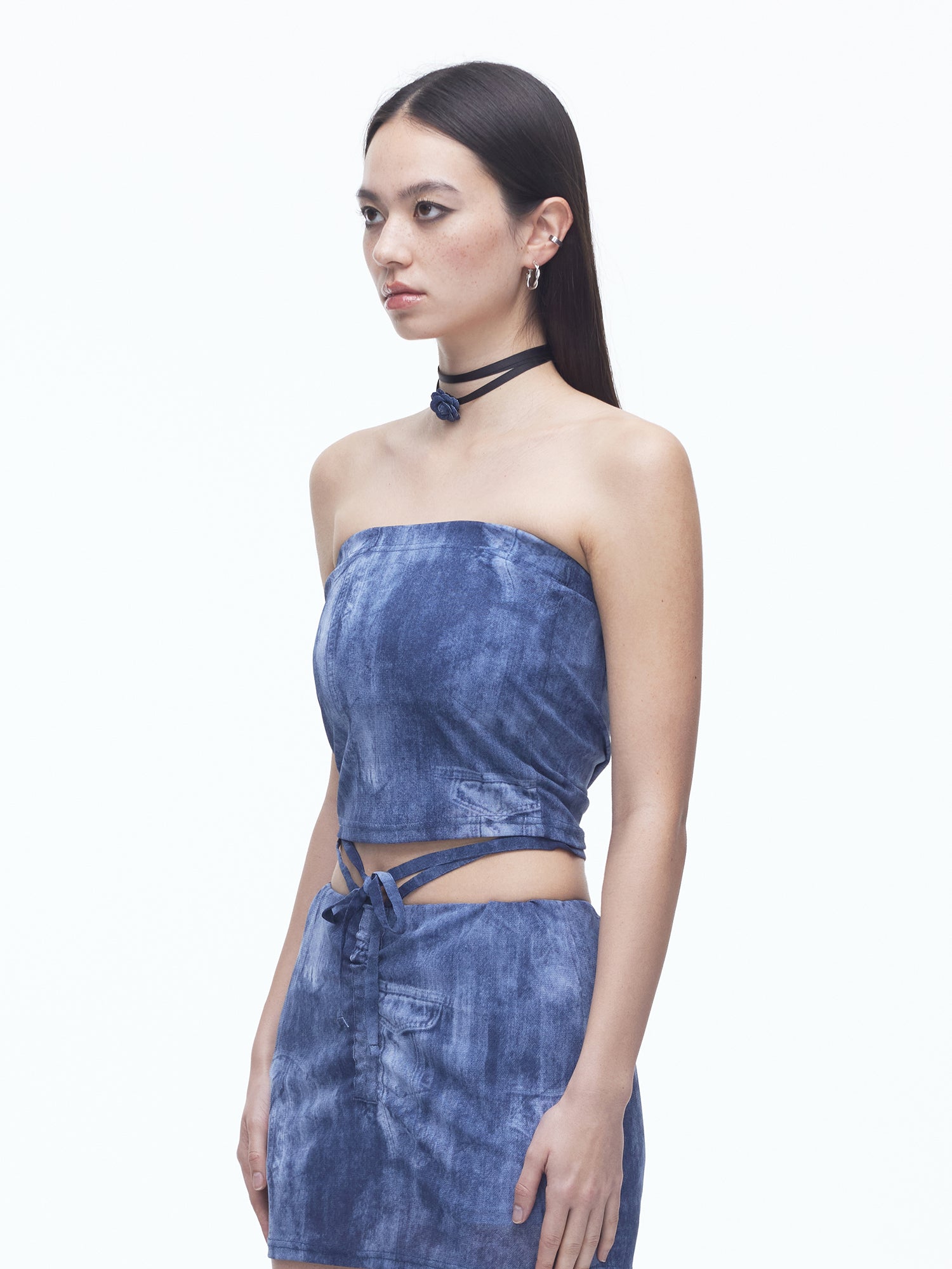 Denim Mesh Top