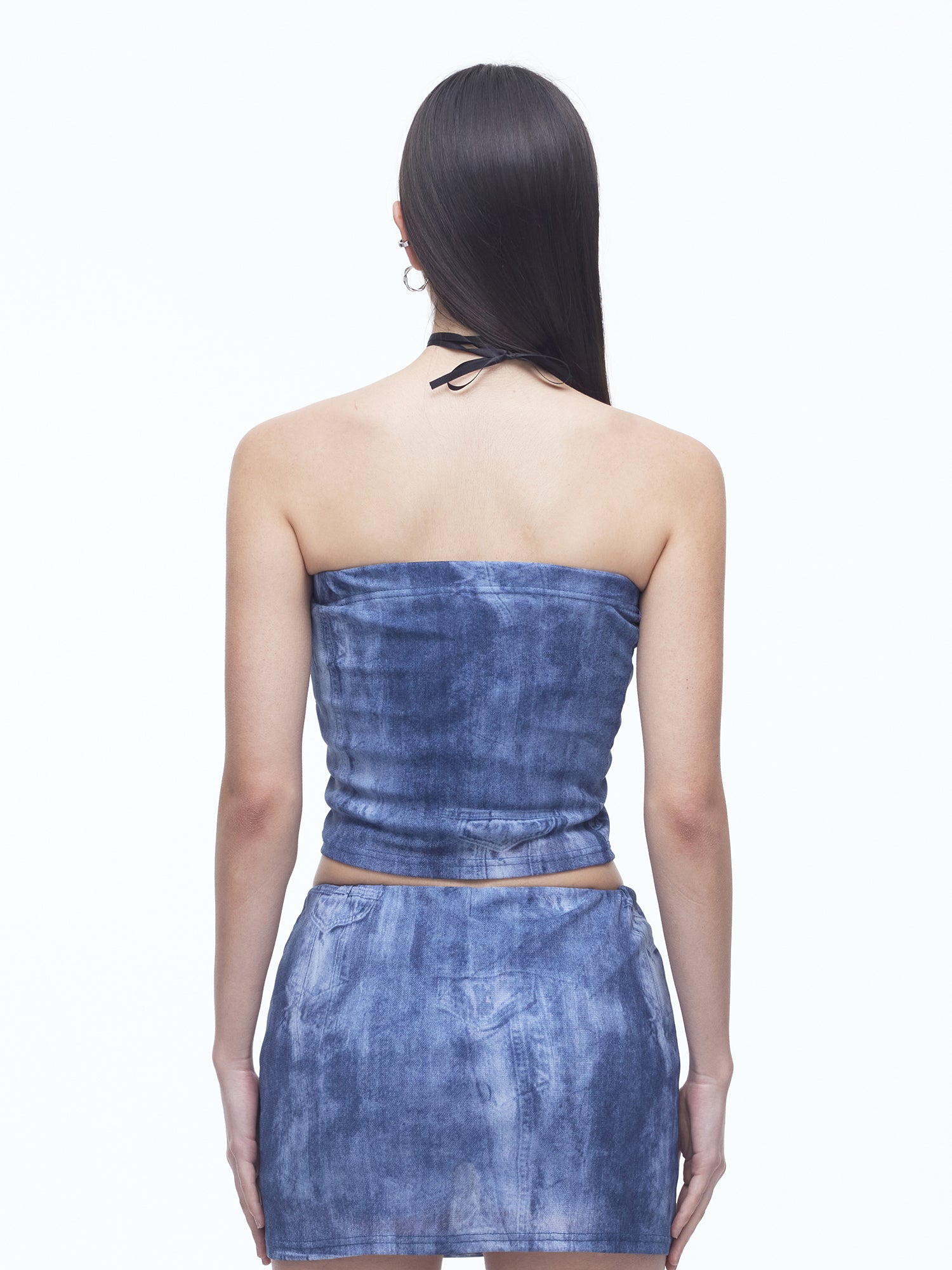 Denim Mesh Top