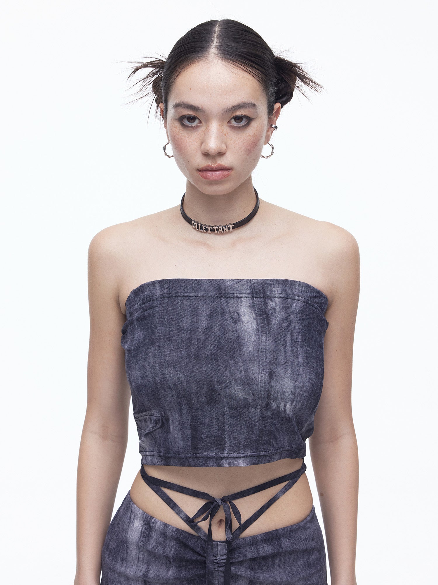 Denim Mesh Top