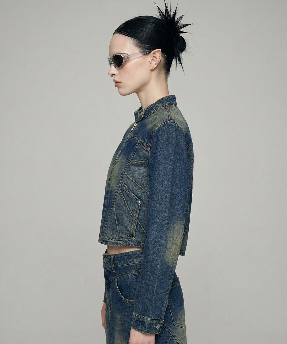 Piping Heart Denim Jacket