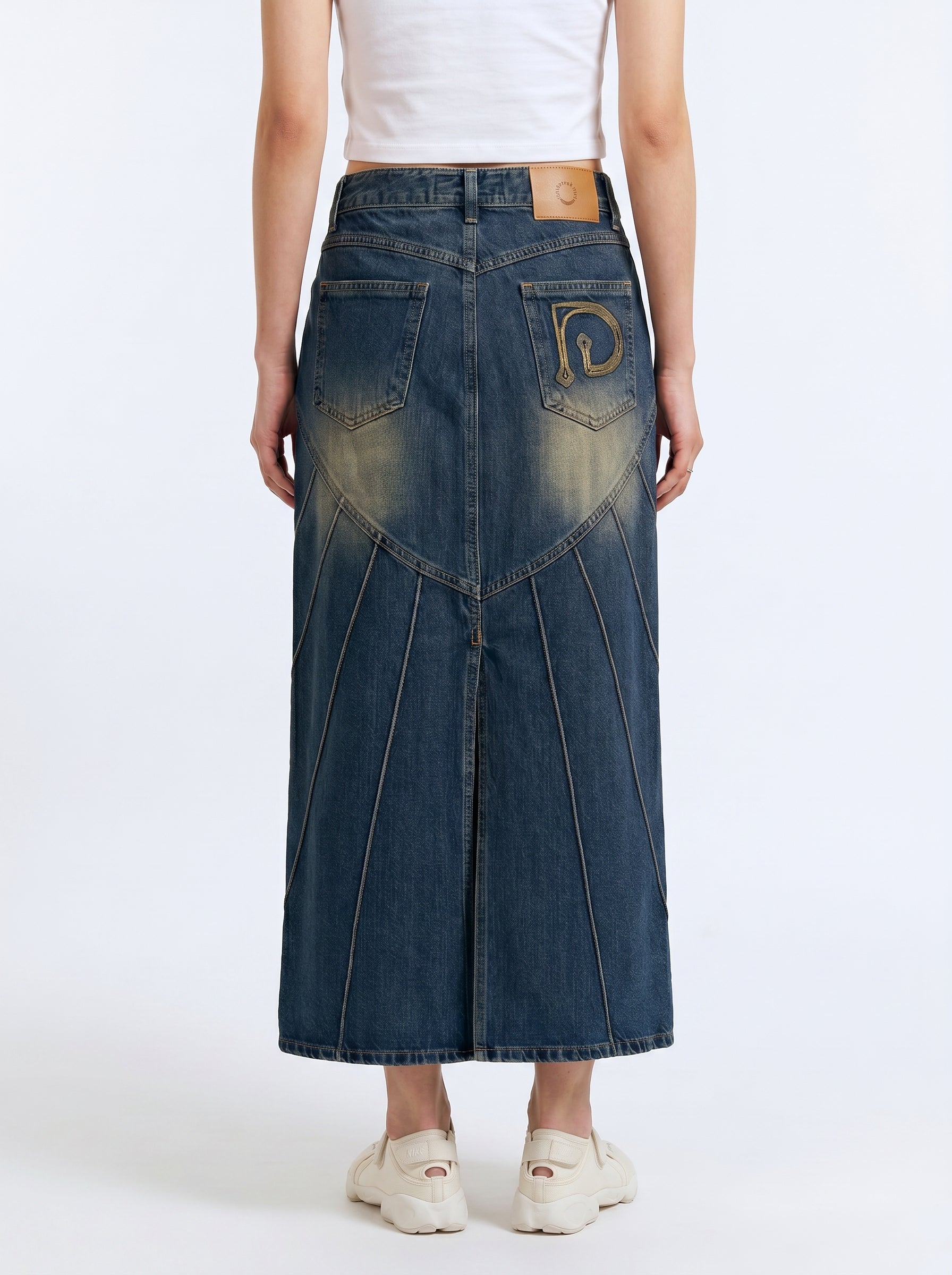 Piping Heart Denim Skirt