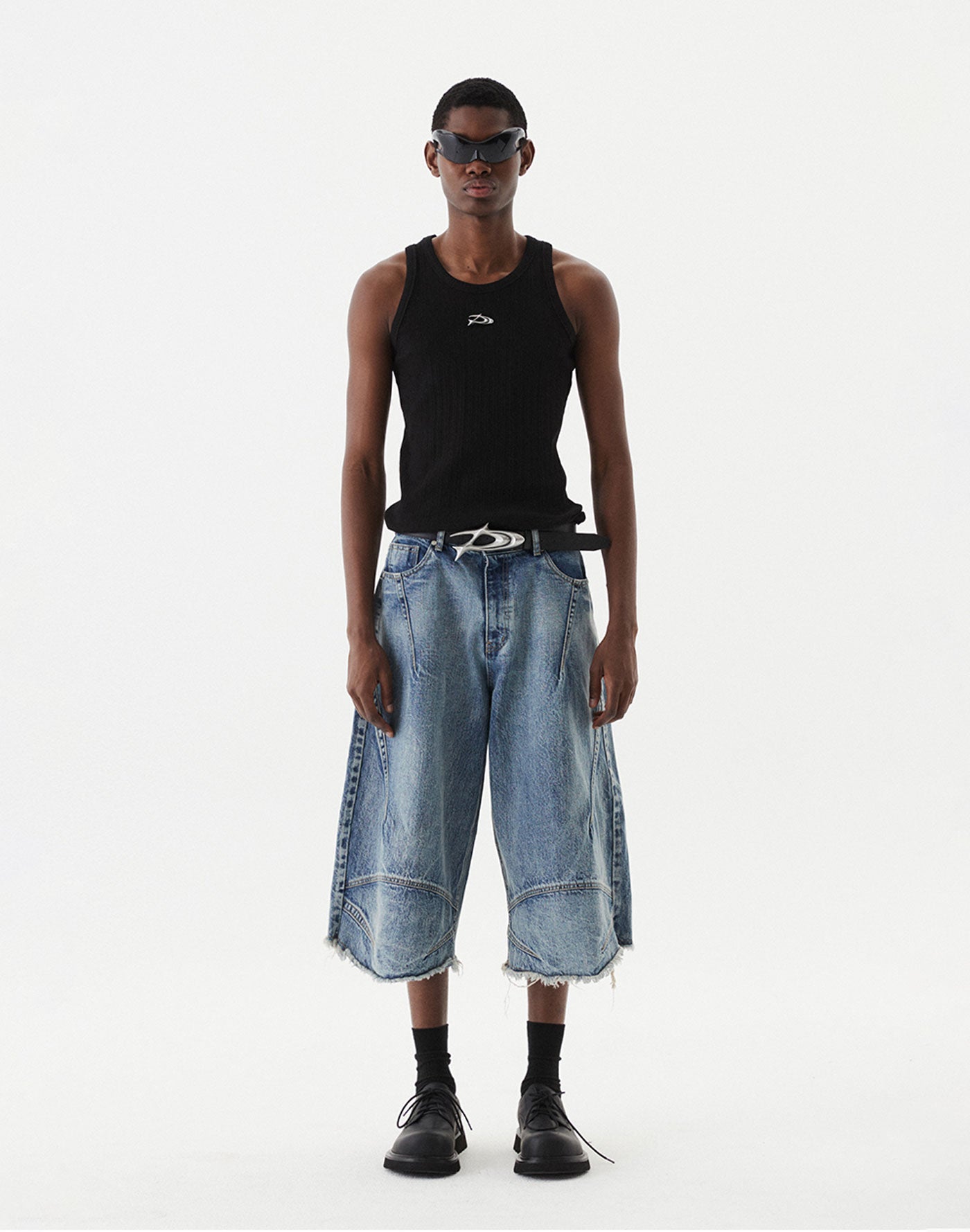 Multi Dart Bermuda Denim Pants