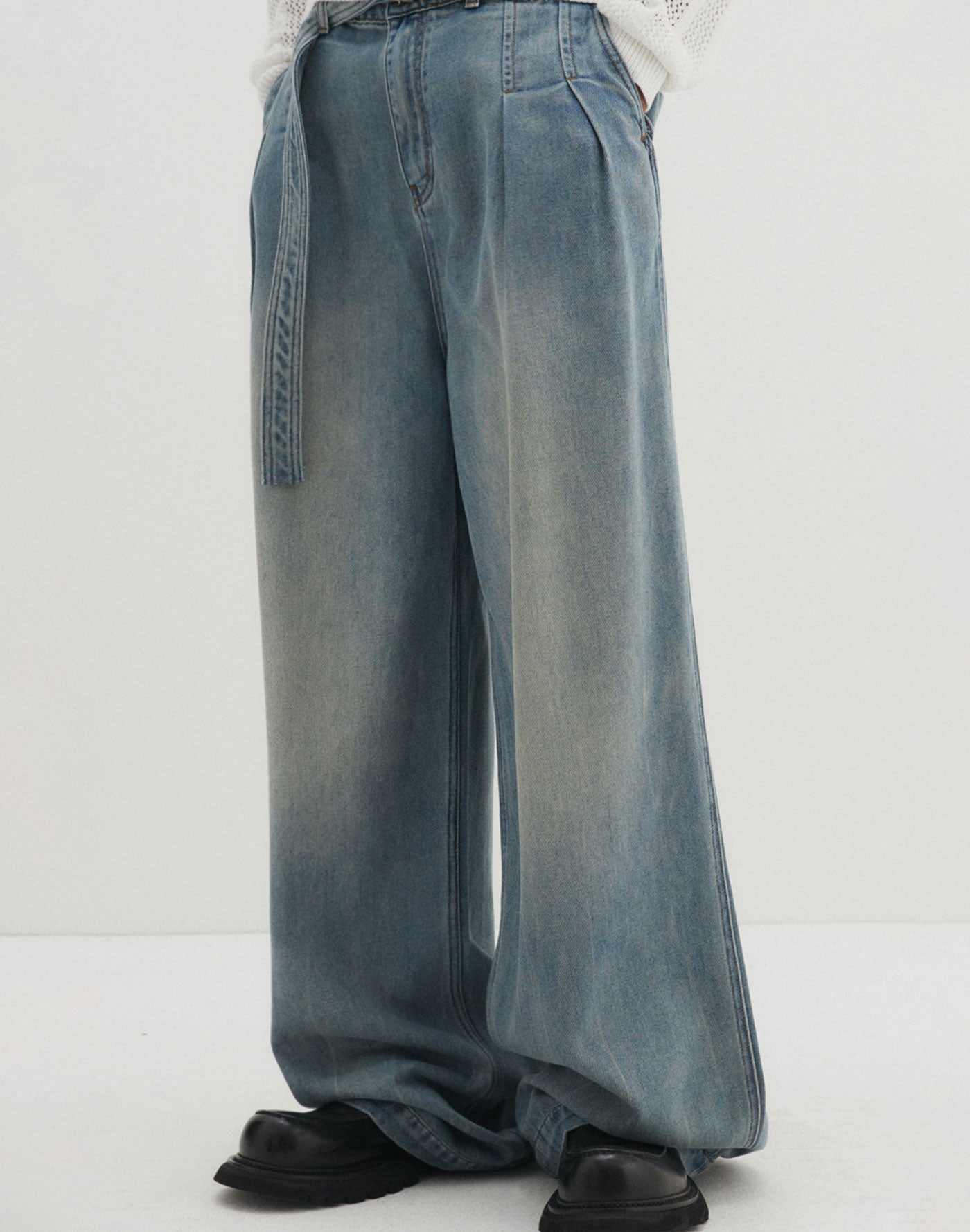 Like Linen Belted Denim Pants
