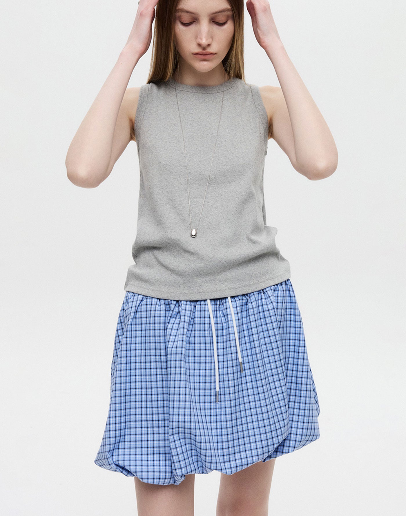 Cloudy Check Skirt Pants