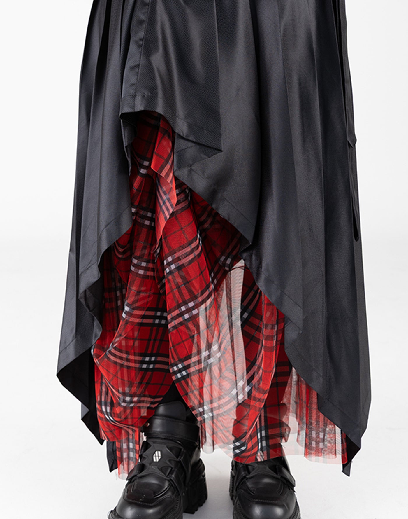 Leather Tartan Wrap Skirt