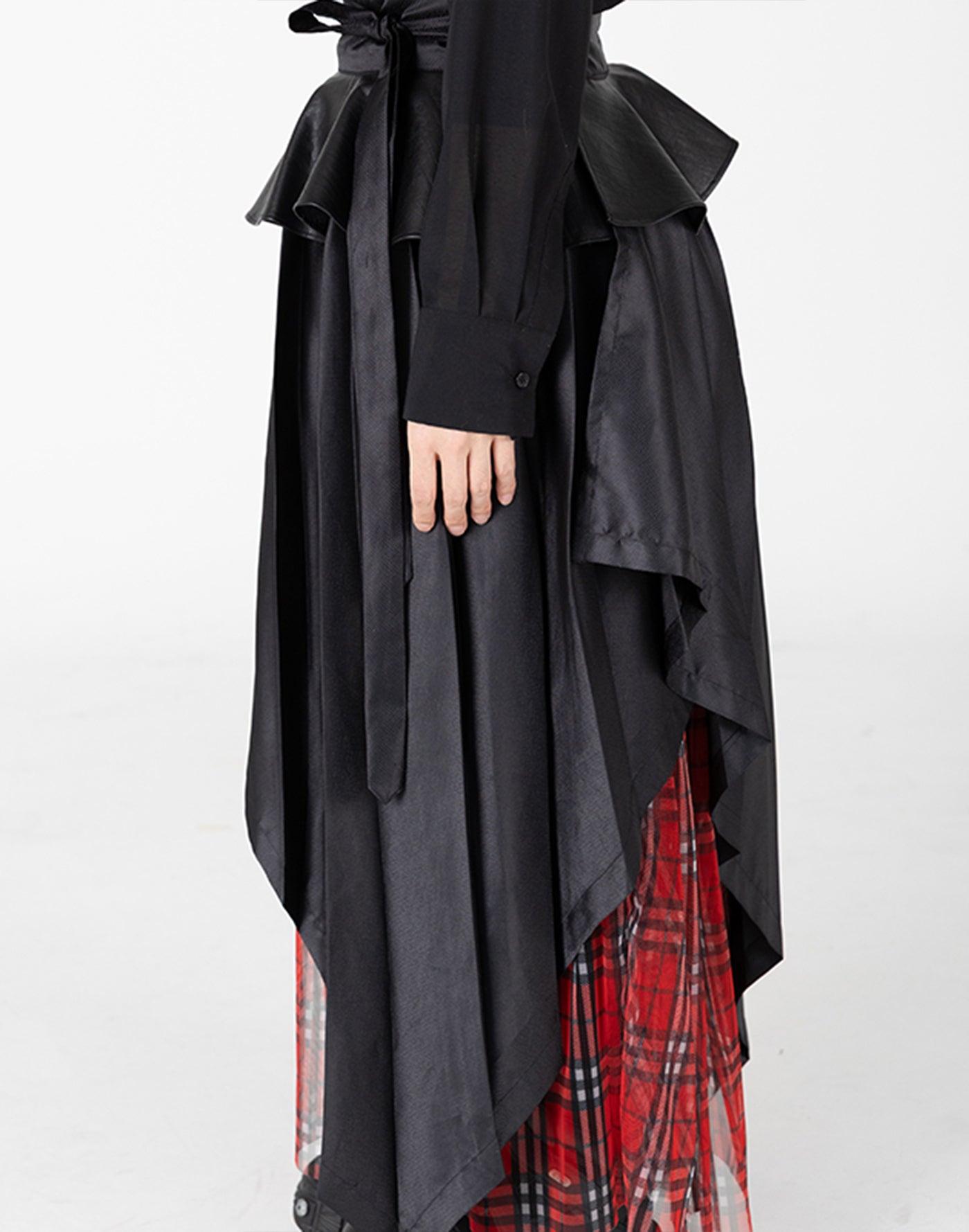 Leather Tartan Wrap Skirt