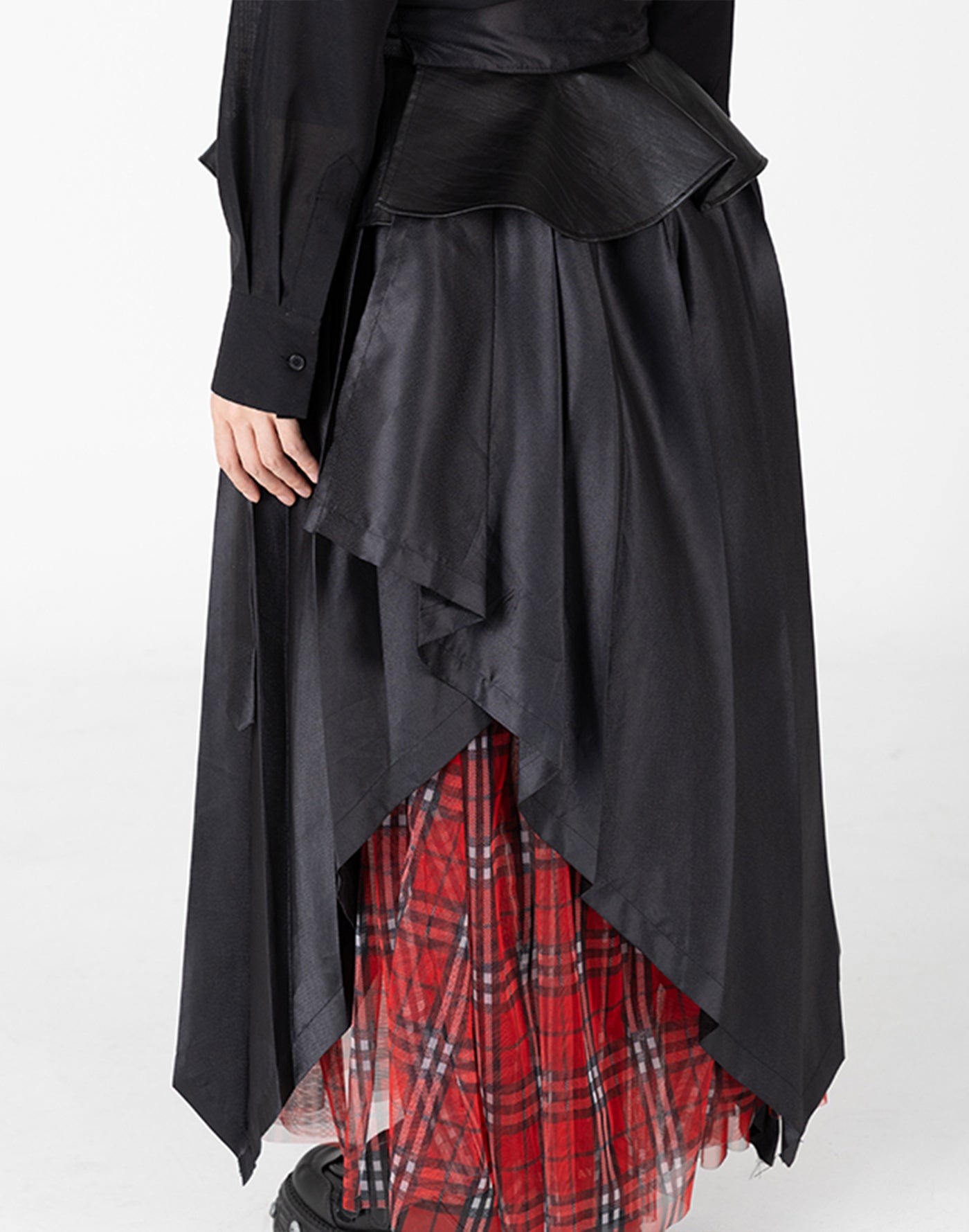Leather Tartan Wrap Skirt