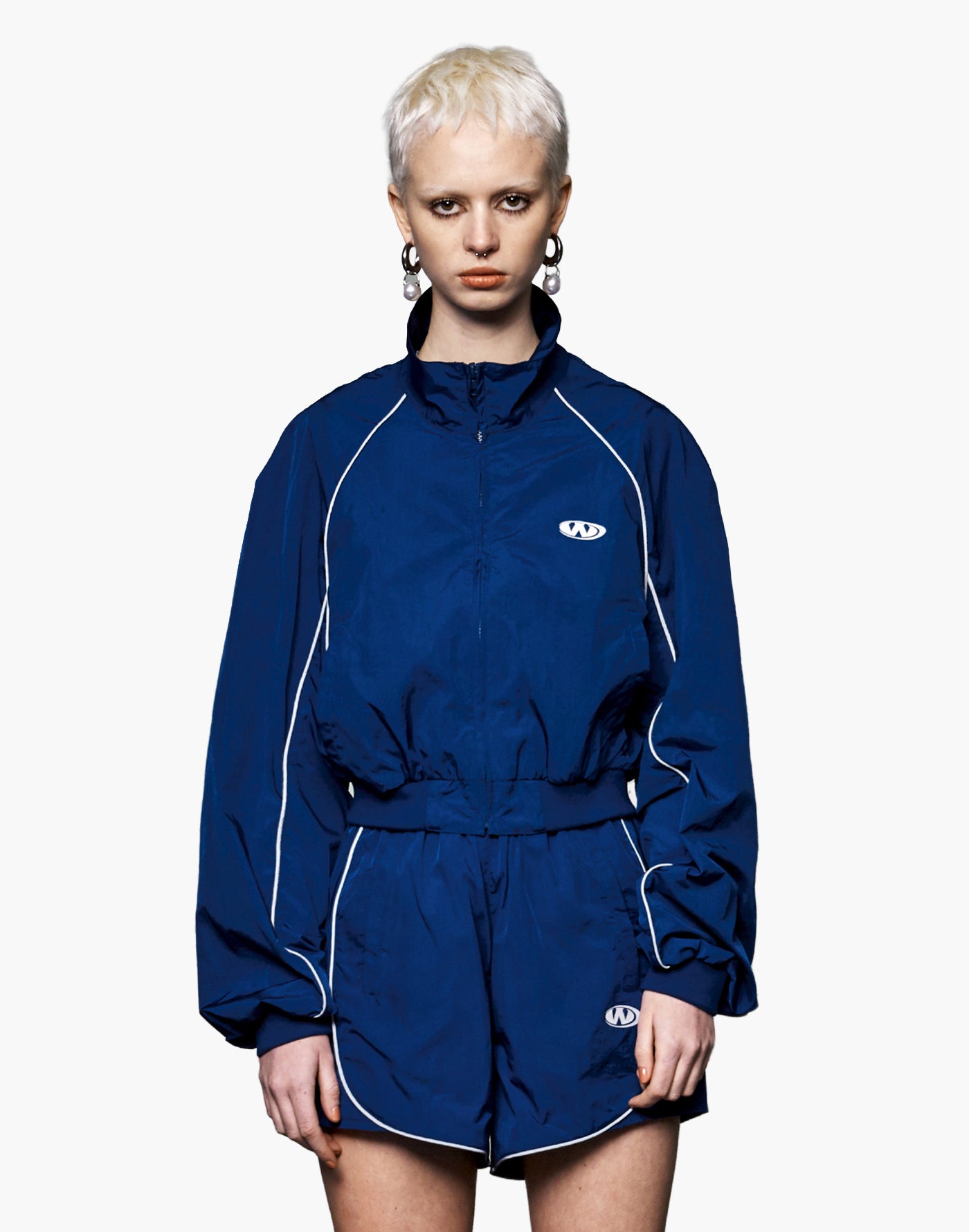 Track Logo Piping Crop Zip-Up