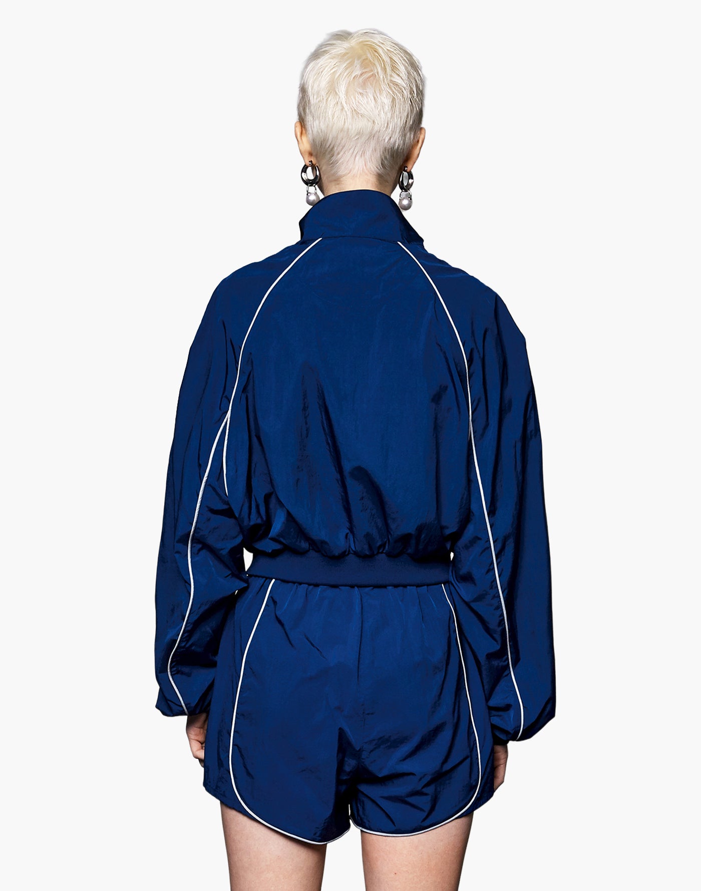 Track Logo Piping Crop Zip-Up