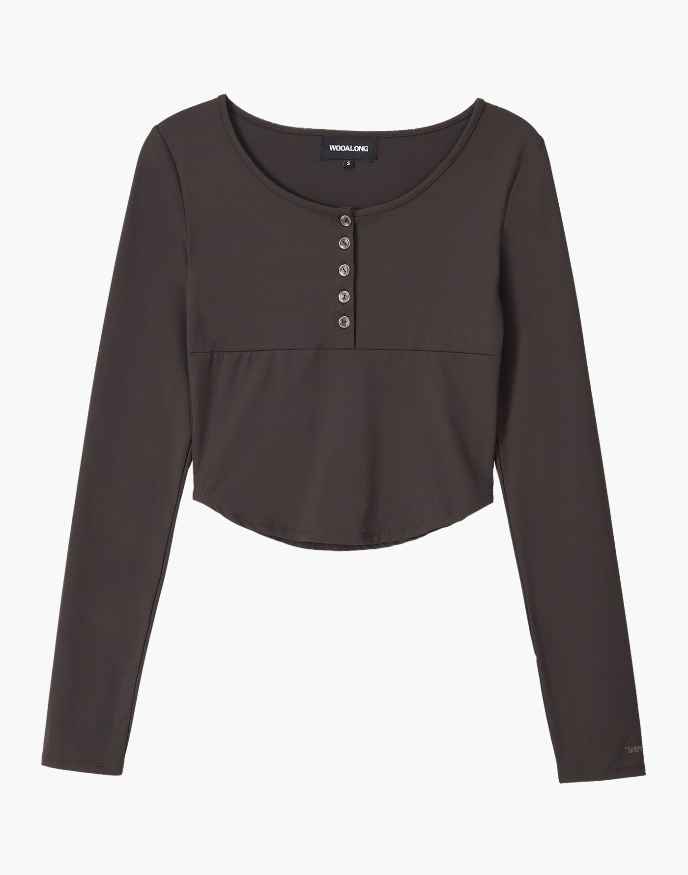 Nylon Buttoned Crop T-Shirt