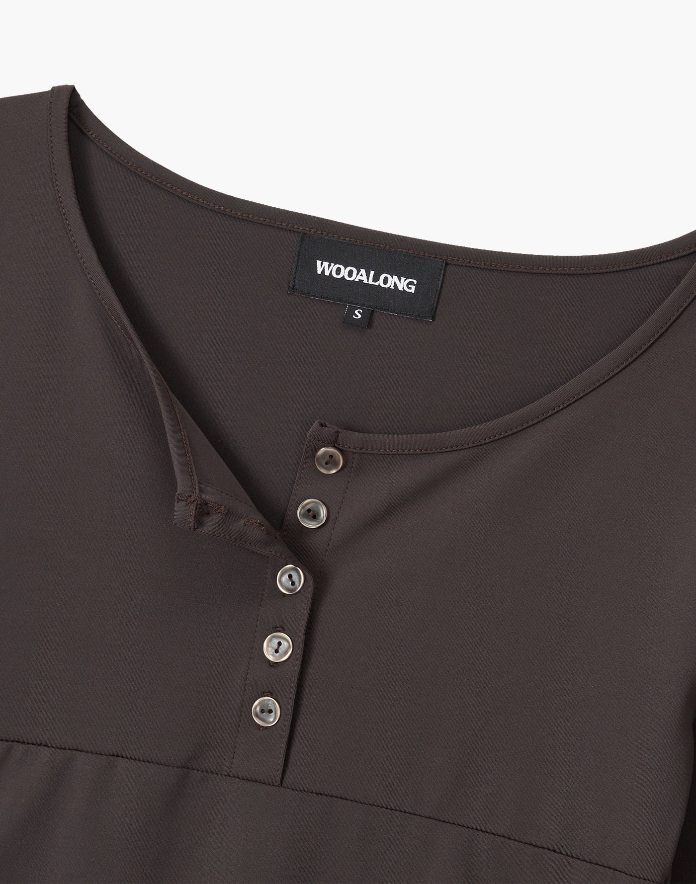 Nylon Buttoned Crop T-Shirt