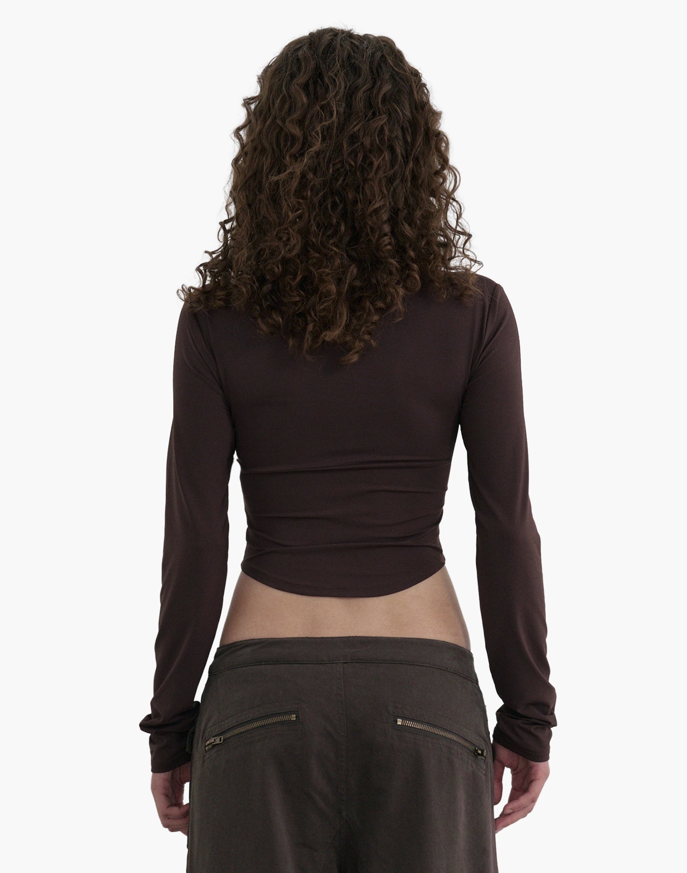 Nylon Buttoned Crop T-Shirt