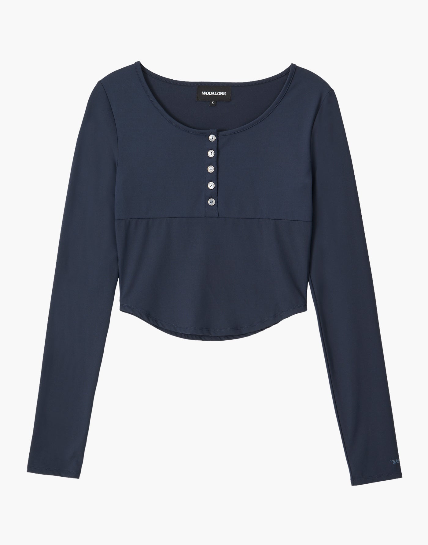 Nylon Buttoned Crop T-Shirt