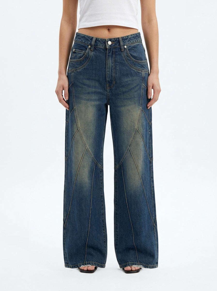 Piping Heart Denim Pants
