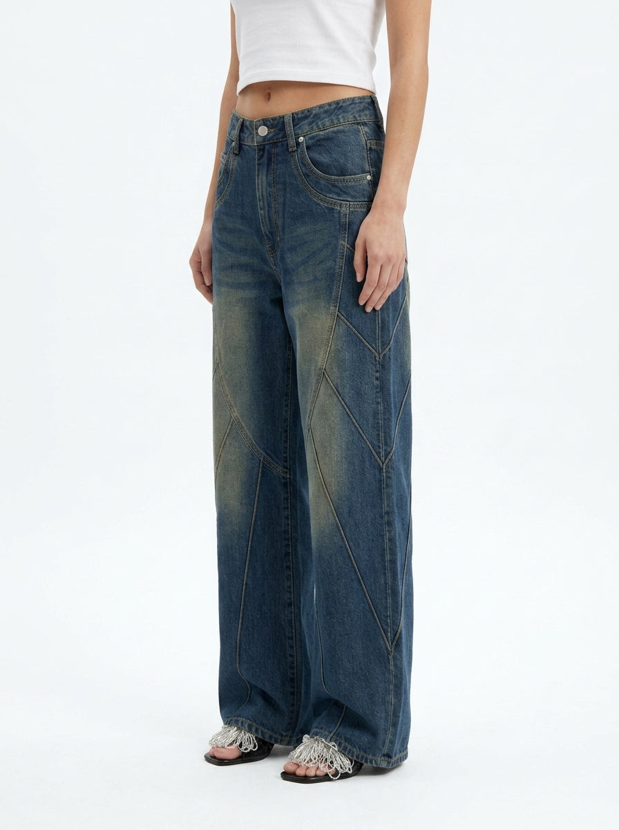 Piping Heart Denim Pants