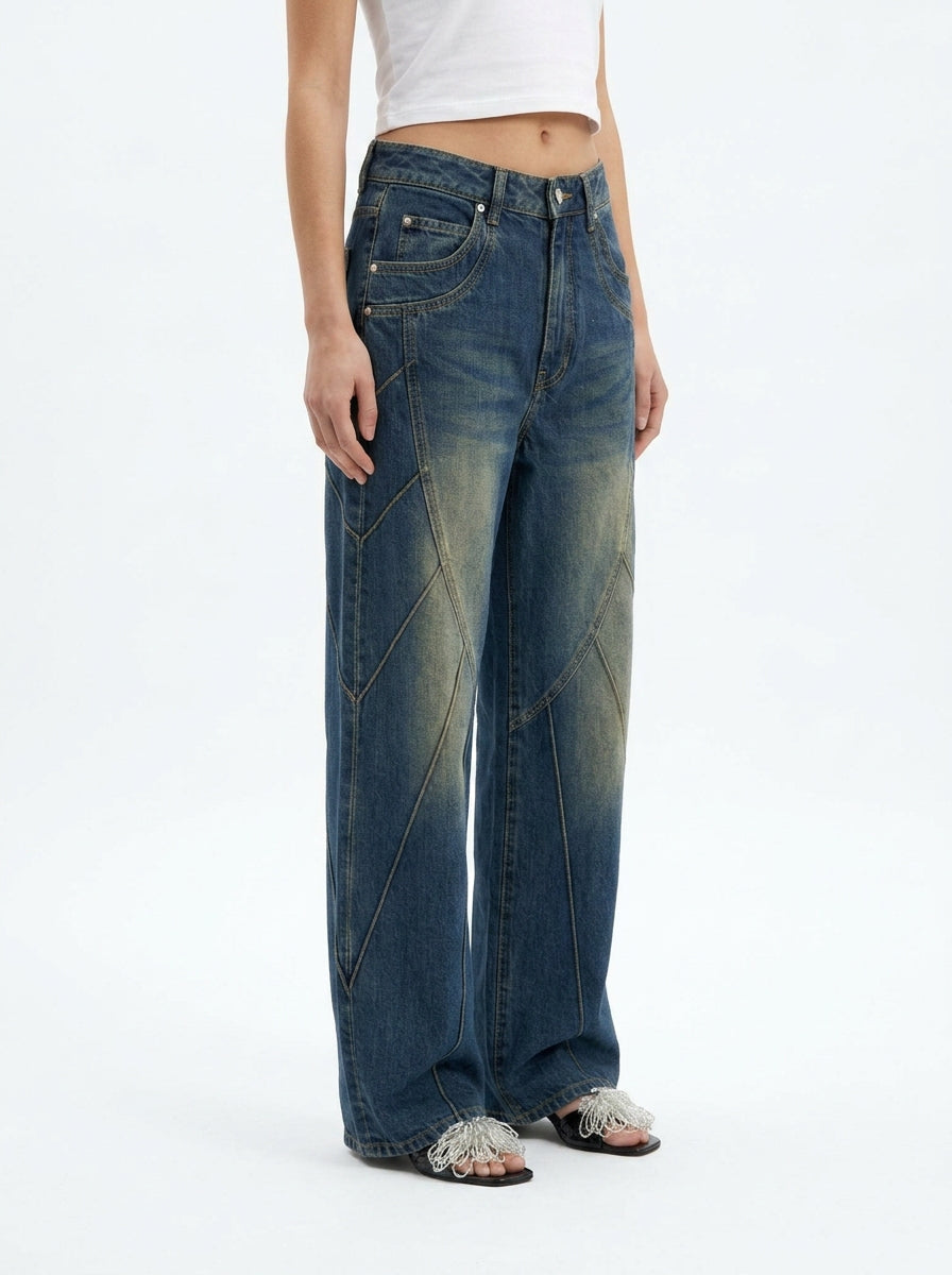 Piping Heart Denim Pants