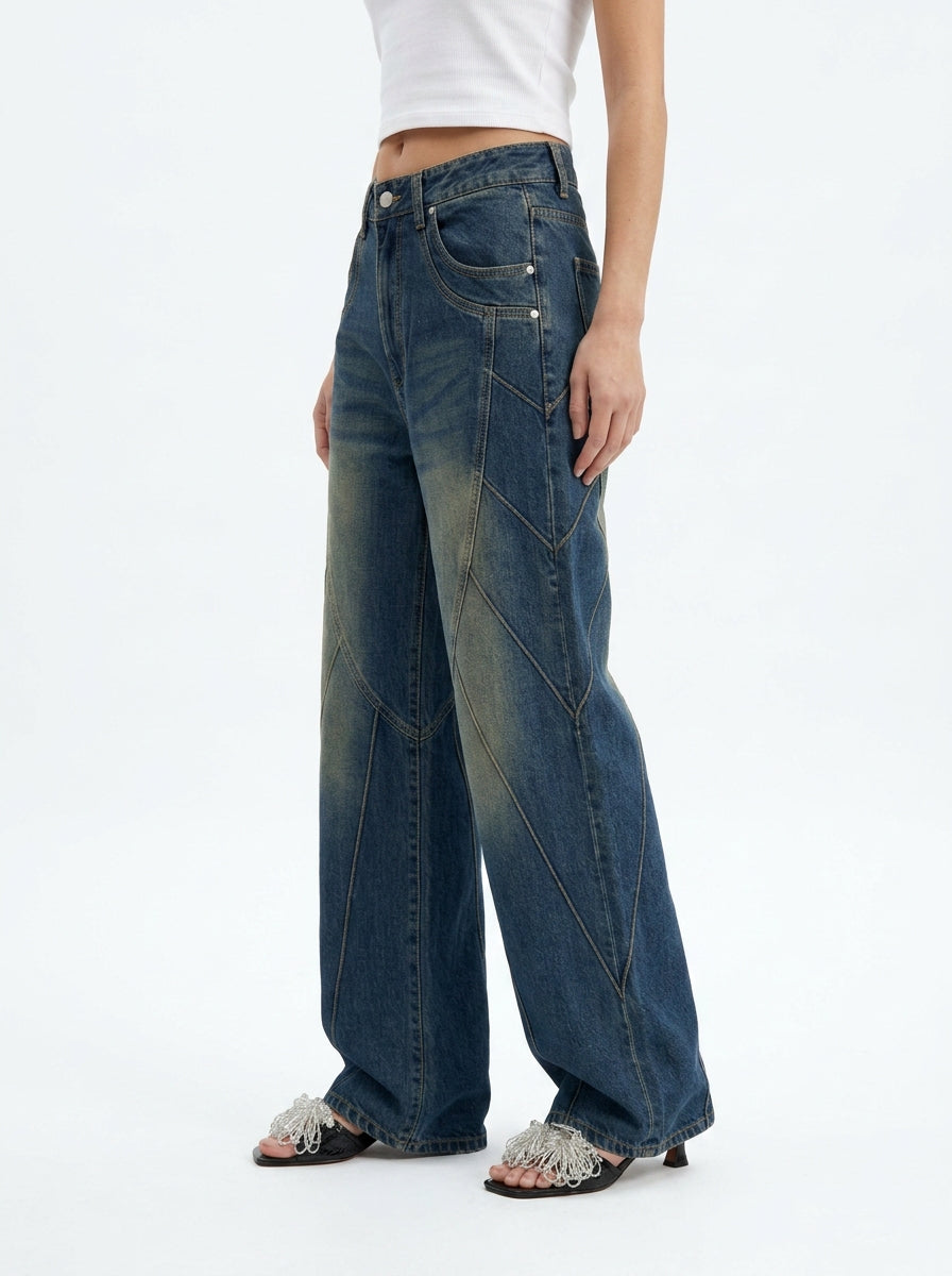 Piping Heart Denim Pants