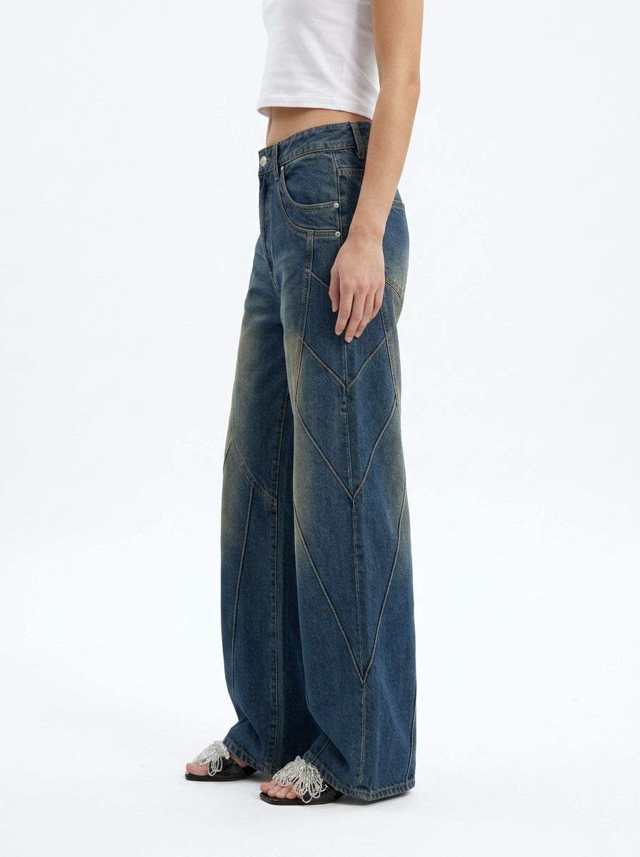Piping Heart Denim Pants