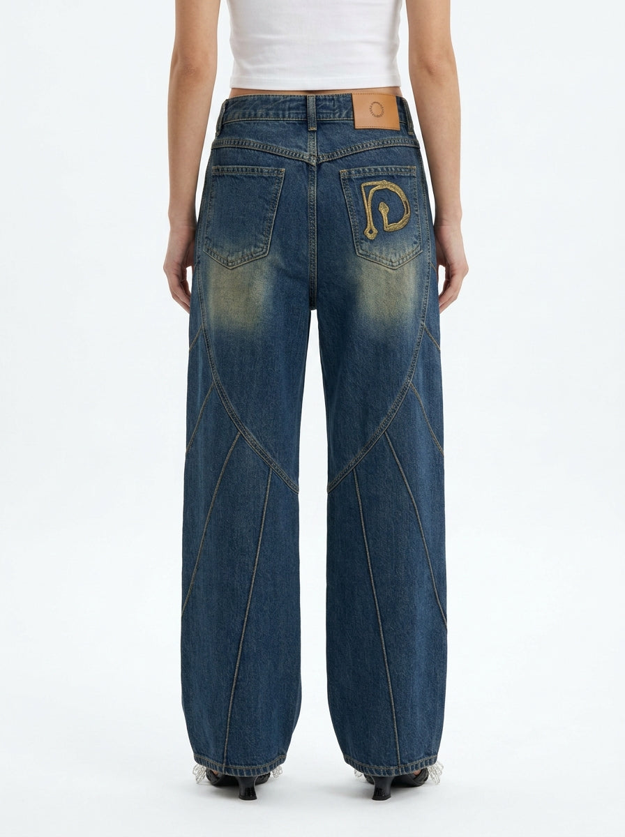 Piping Heart Denim Pants