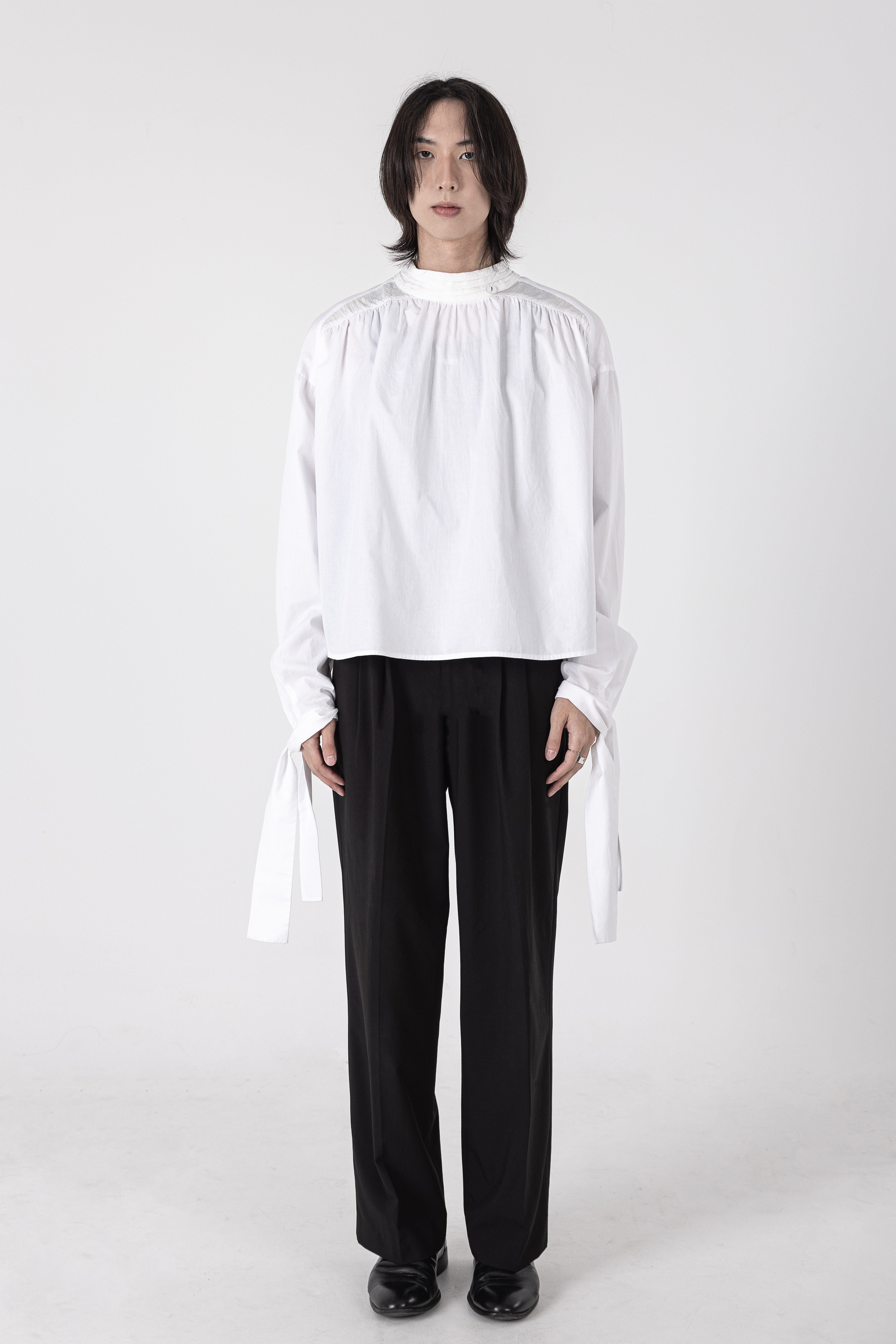Turtleneck Shirt with Scarf Detail