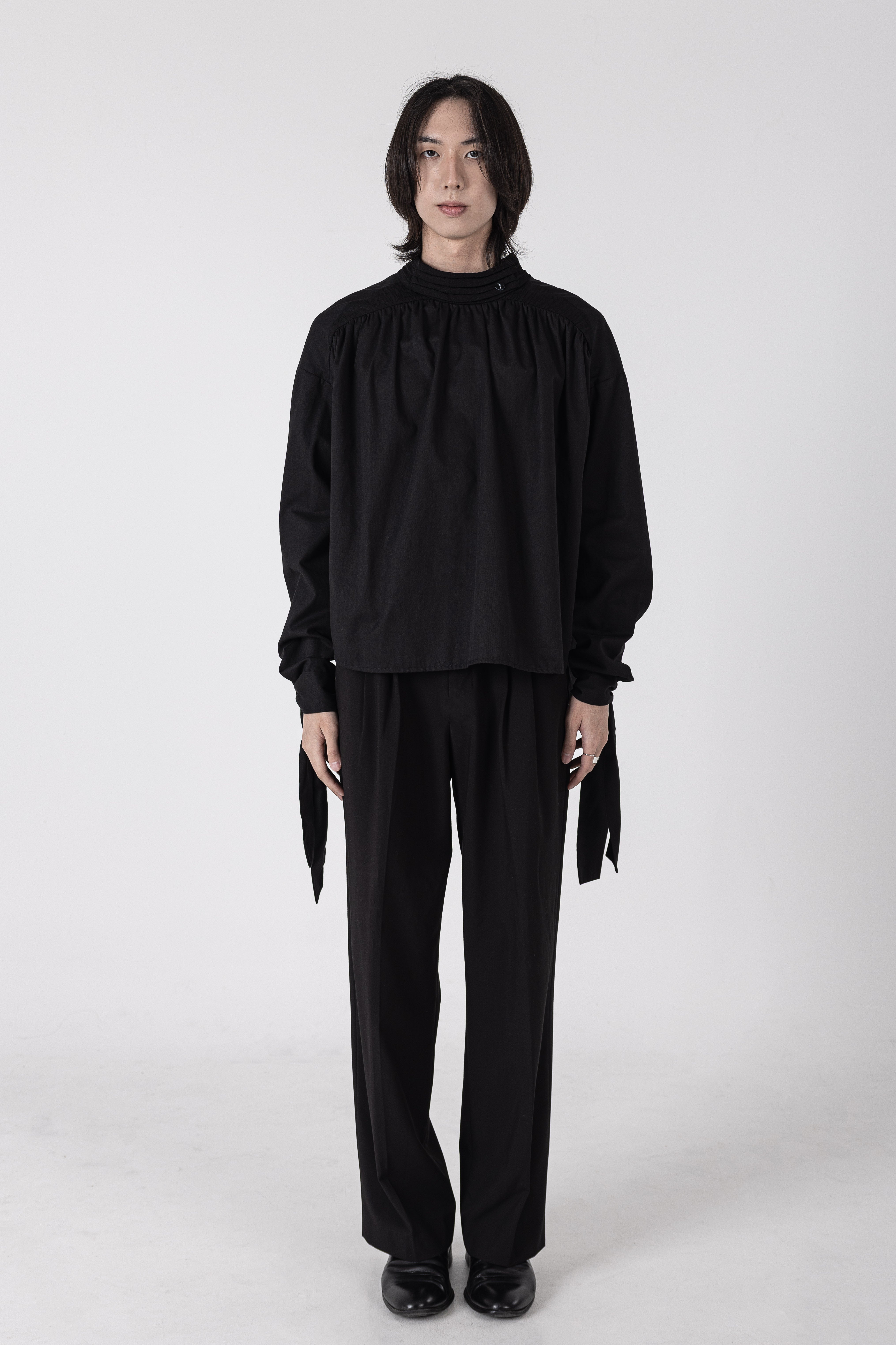 Turtleneck Shirt with Scarf Detail
